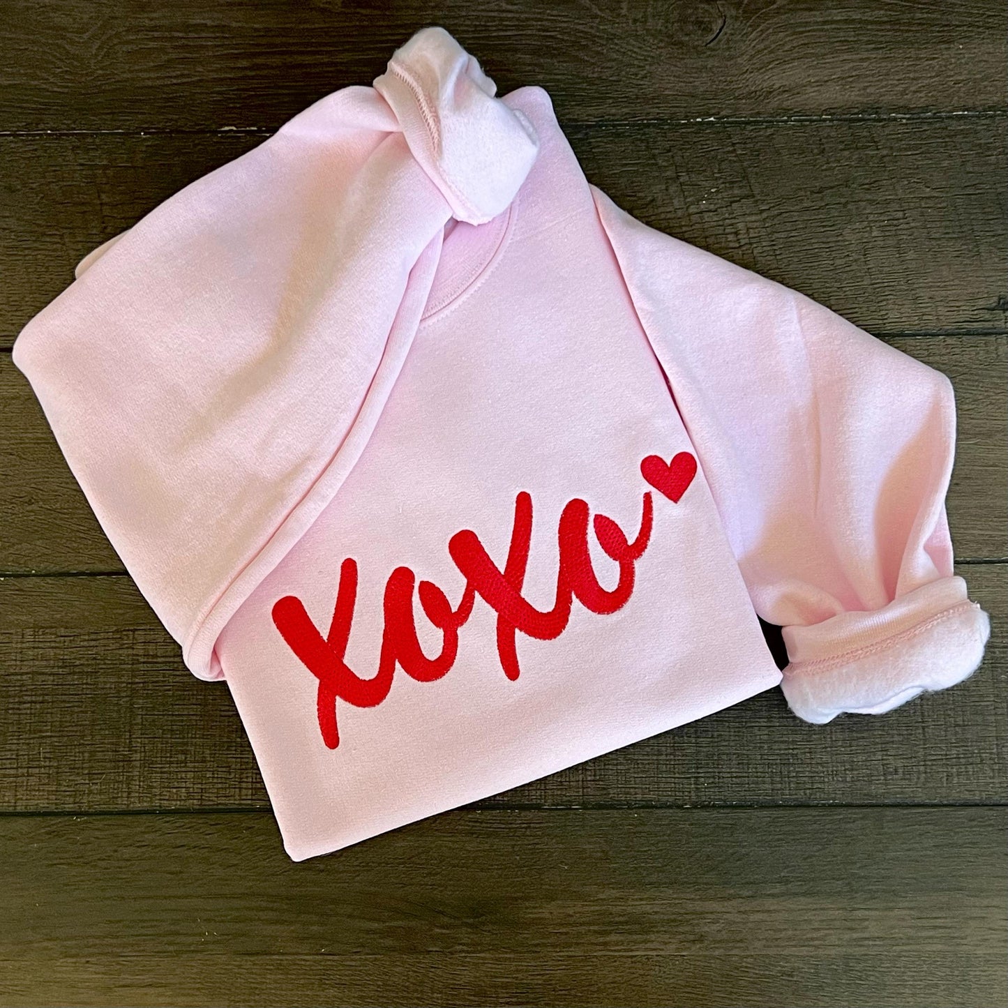 Gildan Heavy Blend™ Embroidered 'XOXO' Sweatshirt | Love-Themed Apparel | Valentine Clothing | Women’s Valentine’s Sweatshirt