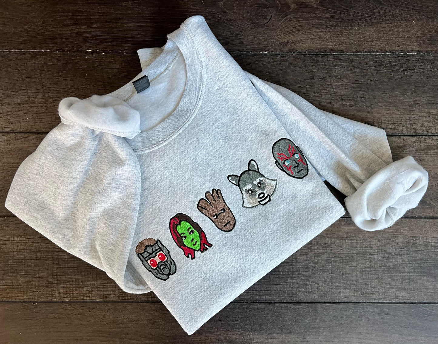 Guardians Friends Crewneck – Embroidered Faces of the Galaxy Sweatshirt, Funny Retro TV Parody Gift, Gildan Unisex Sweater