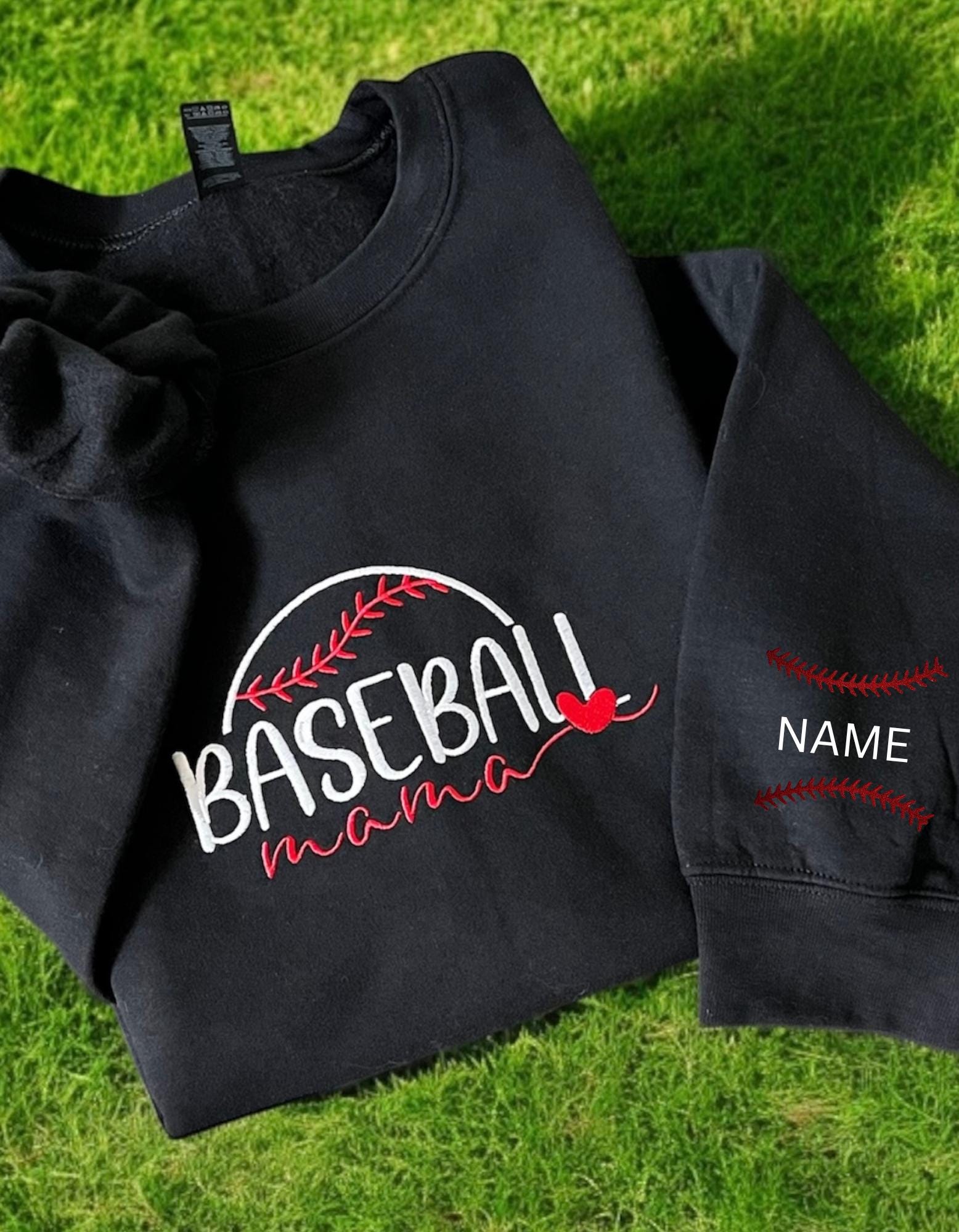 Baseball Mama Embroidered Gildan Crewneck Sweatshirt – Game Day Pullover for Sports Moms, Cute Baseball Mom Gift