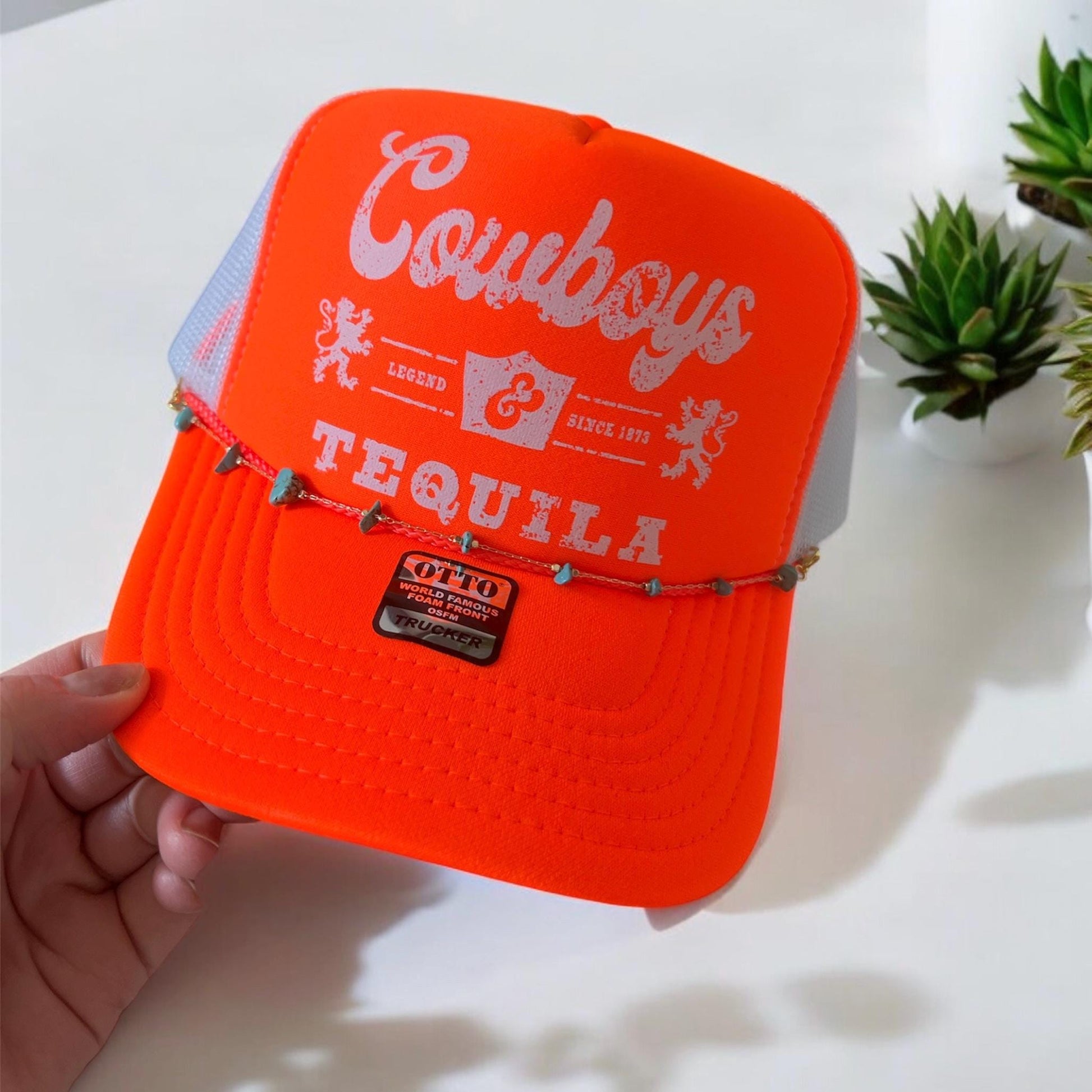 Cowboys and Tequila Hat – Graphic Otto Foam Snapback Trucker Cap, Western Rodeo Style Funny Country Party Hat