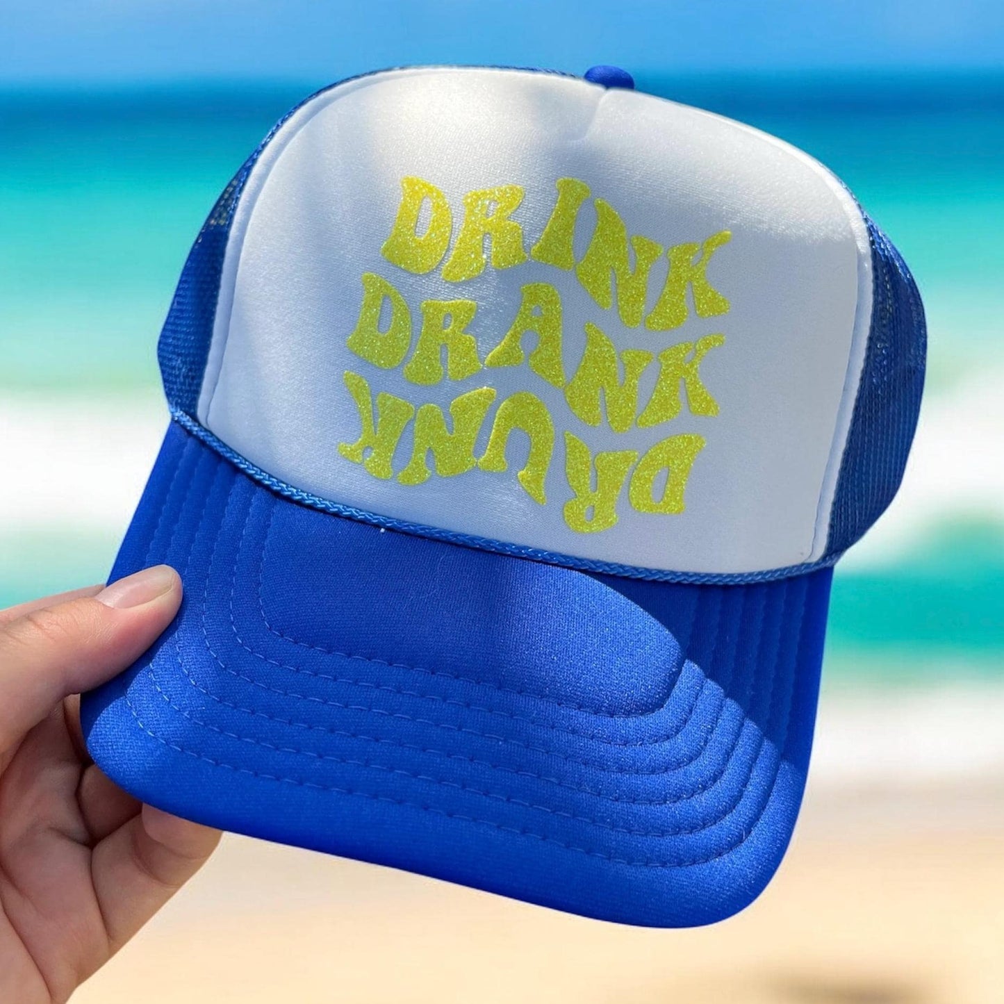 Drink Drank Drunk Hat – Funny Graphic Otto Foam Trucker Snapback, Party Drinking Cap for Men & Women