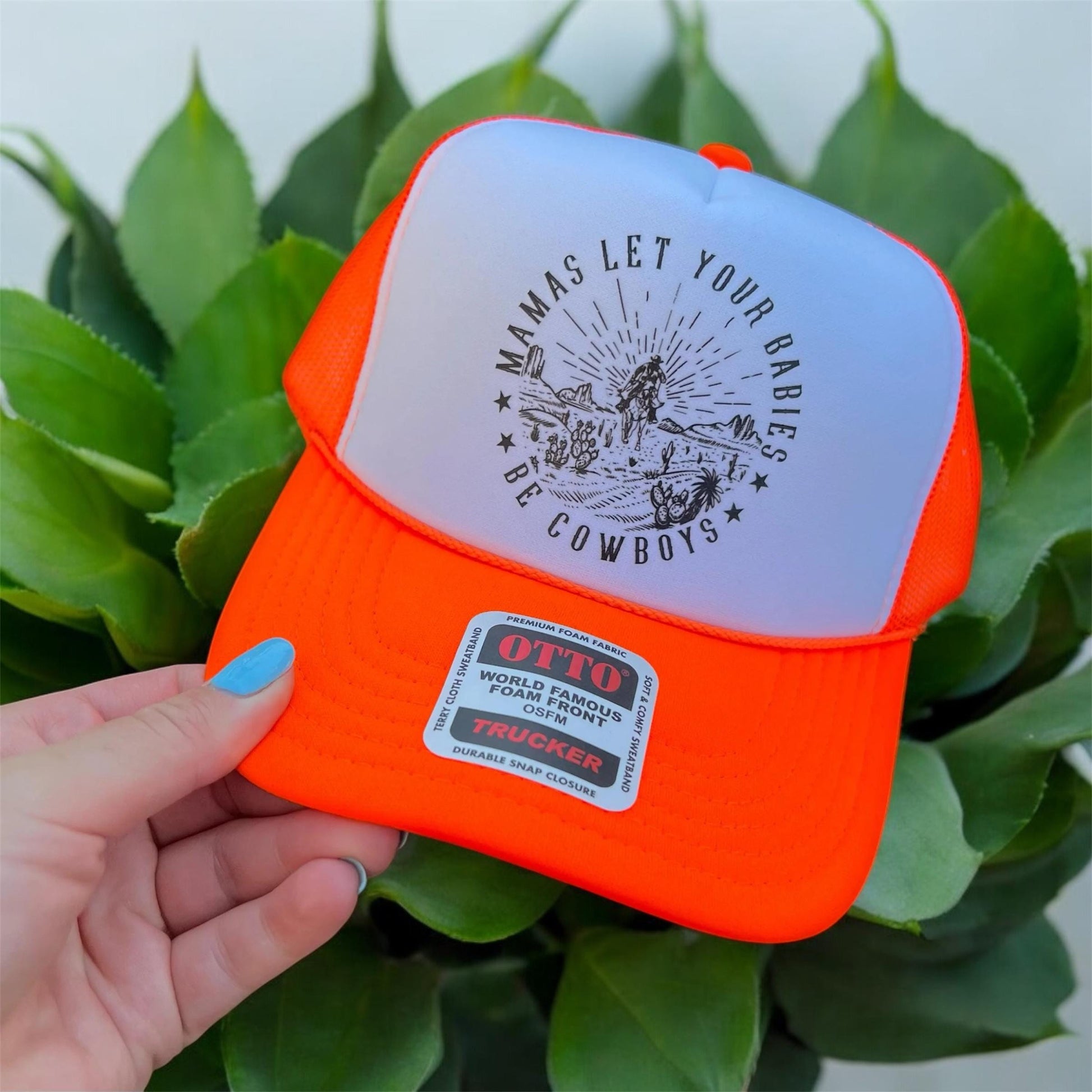 Mamas Let Your Babies Be Cowboys Hat – Graphic DTF Print Otto Foam Snapback Trucker Cap, Western Country Style Cowboy Hat