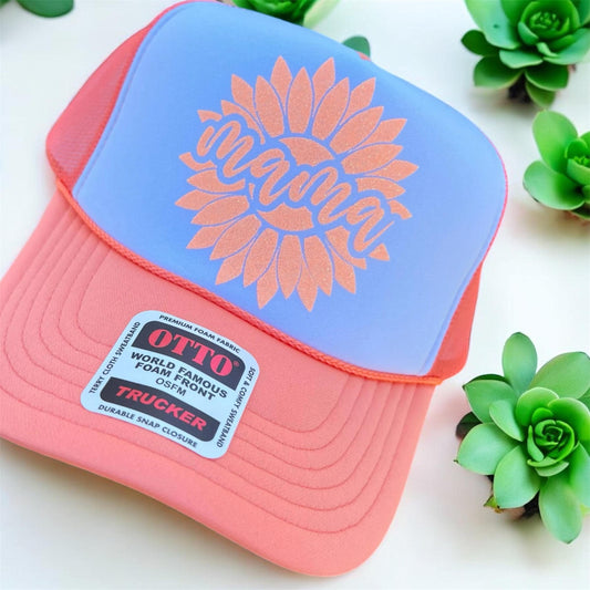 Otto® 'Sunflower Mama' Foam Snapback Cap | Stylish Snapback Hat for Moms | Vintage-Inspired Sunflower Mom Hat | Trendy Graphic Trucker Cap