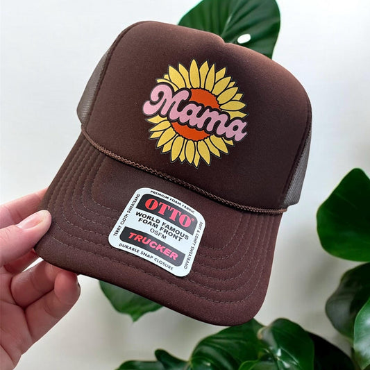 Otto® 'Sunflower Mama' Foam Snapback Cap w/Chain | Custom Vinyl Hat, Stylish Snapback Cap, Personalized Snapback, Trendy Foam Snapback