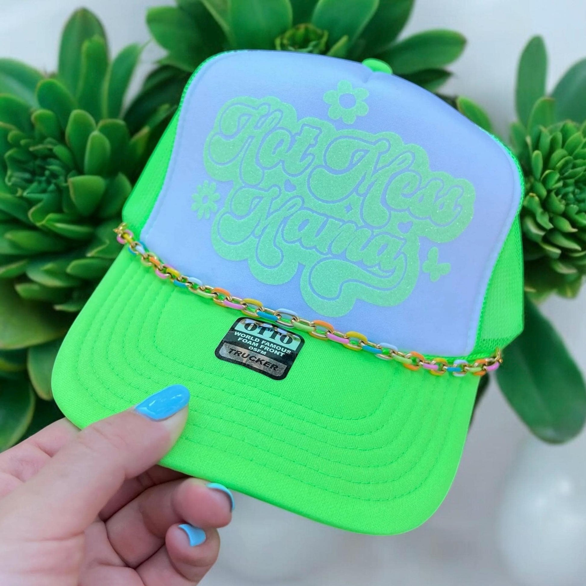 Hot Mess Mamma Hat – Funny Graphic Print Otto Foam Trucker Cap, Mom Life Snapback, Cute Sassy Statement Hat for Women
