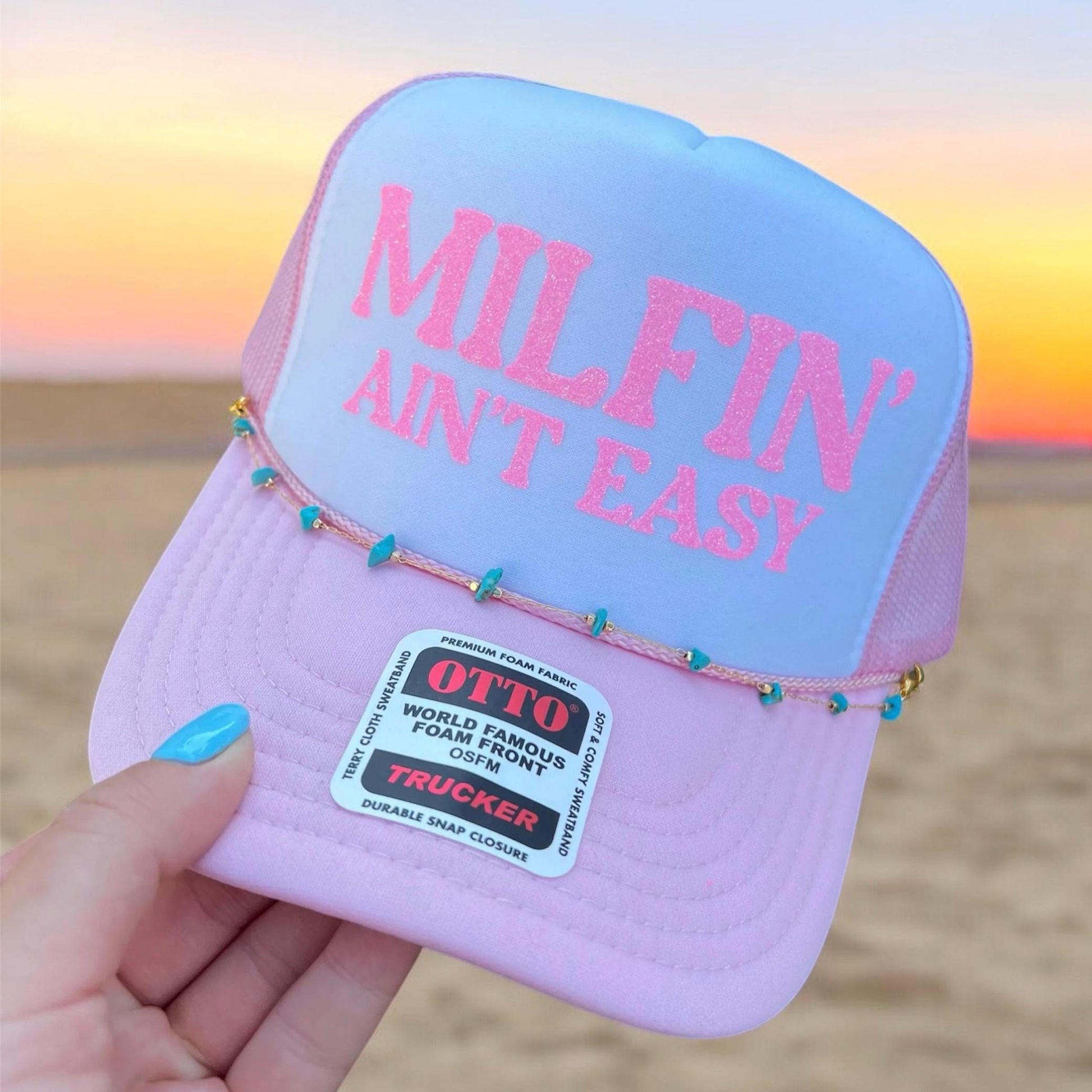 Milfin’ Ain’t Easy Hat – Funny Vinyl Graphic Otto Foam Trucker Snapback, Retro Mom Life Statement Cap
