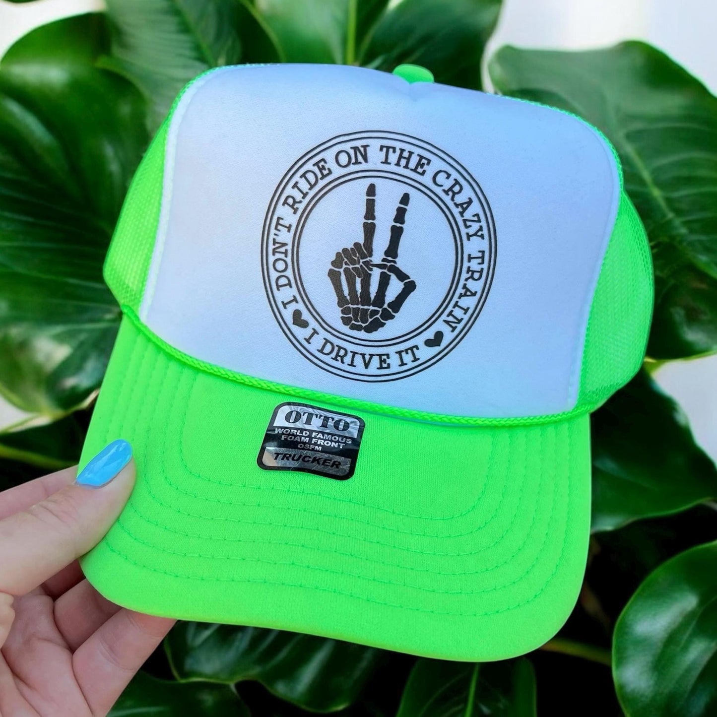 I Don’t Ride the Crazy Train I Drive It Hat – Funny Embroidered Otto Foam Trucker Snapback Cap, Sassy Statement Gift