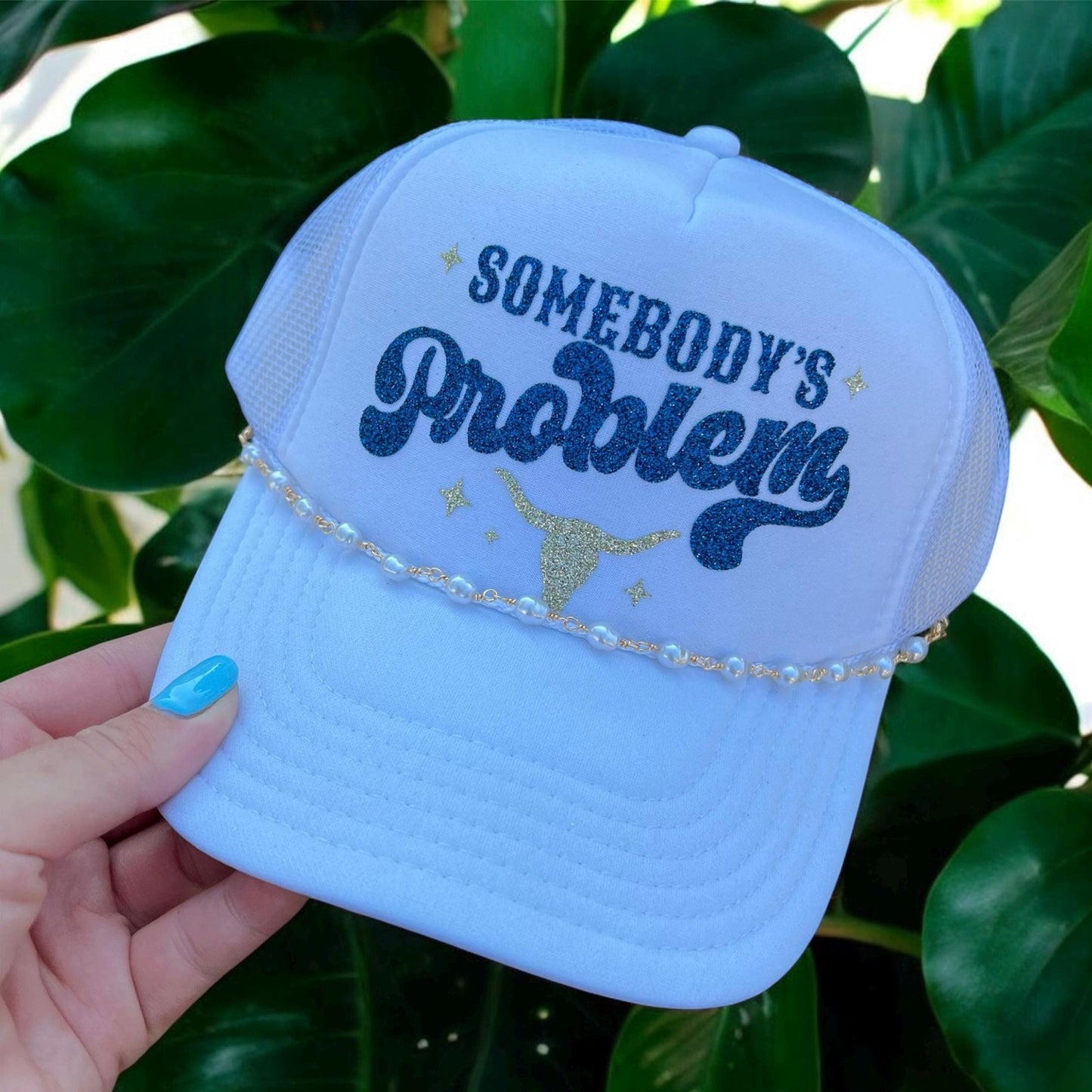 Somebody’s Problem Hat – Vinyl Graphic Print on Otto Foam Trucker Snapback, Country Song Inspired Funny Statement Hat