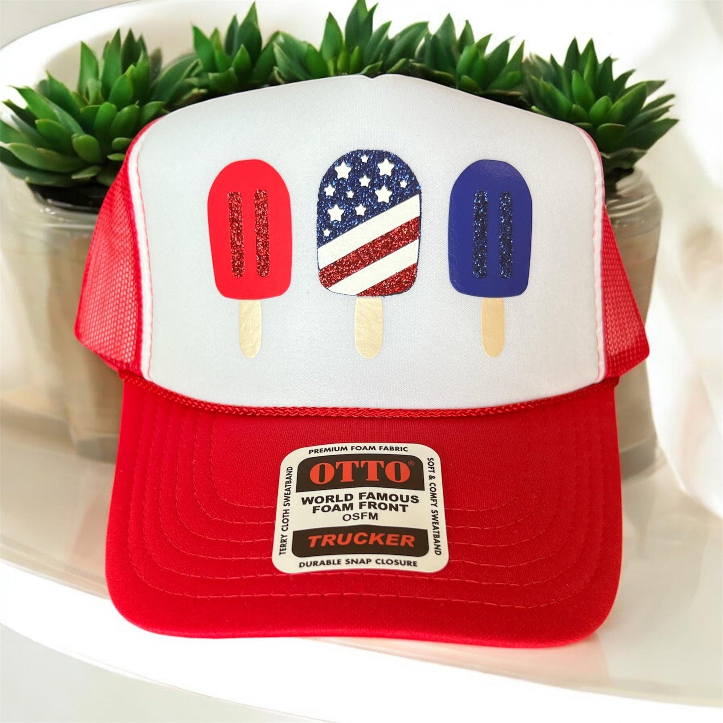 Popsicle Snapback Hat – Otto Foam Trucker Hat with Summer Vinyl Graphic, Retro Ice Cream Cap, Fun Summer Accessory