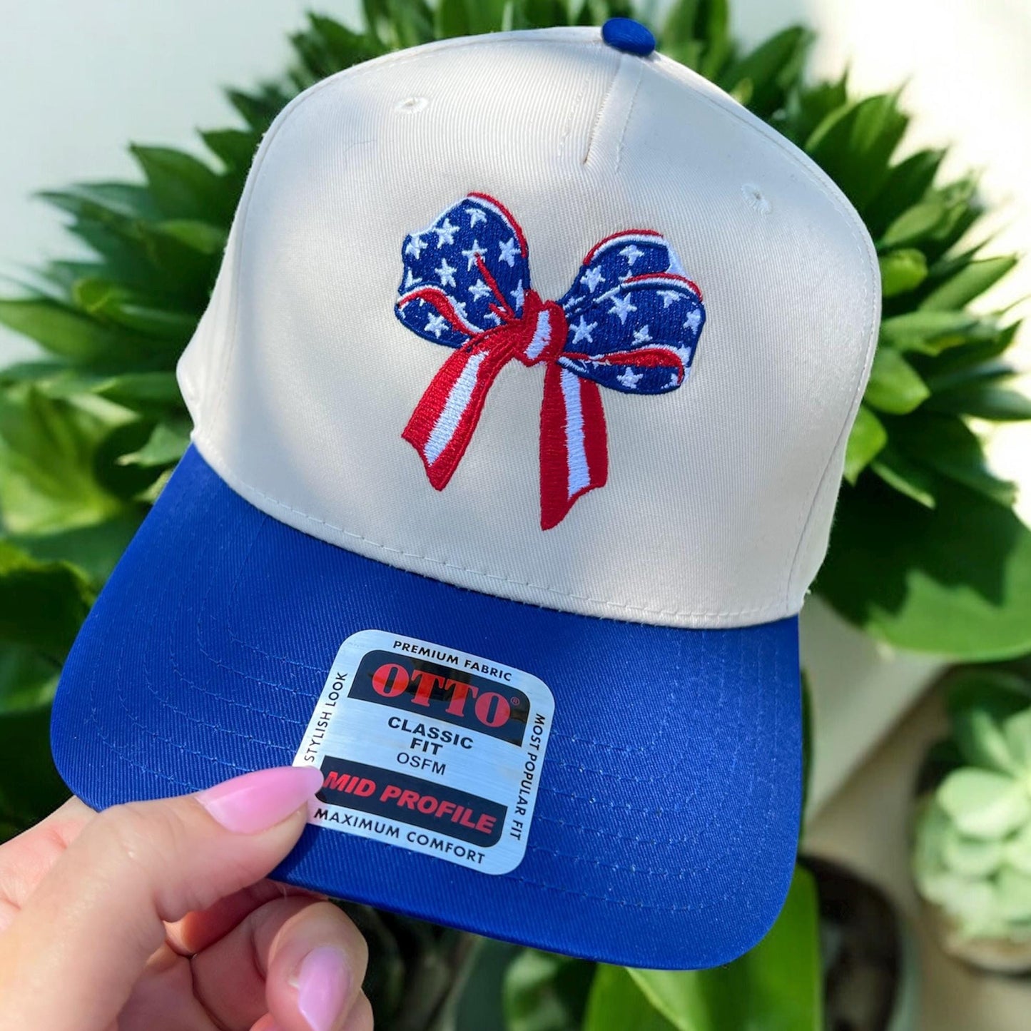 Red White & Blue Bow Trucker Hat, Patriotic Embroidered Hat, USA Bow Trucker Cap, Fourth of July Hat, Americana Summer Hat, Coquette USA Hat
