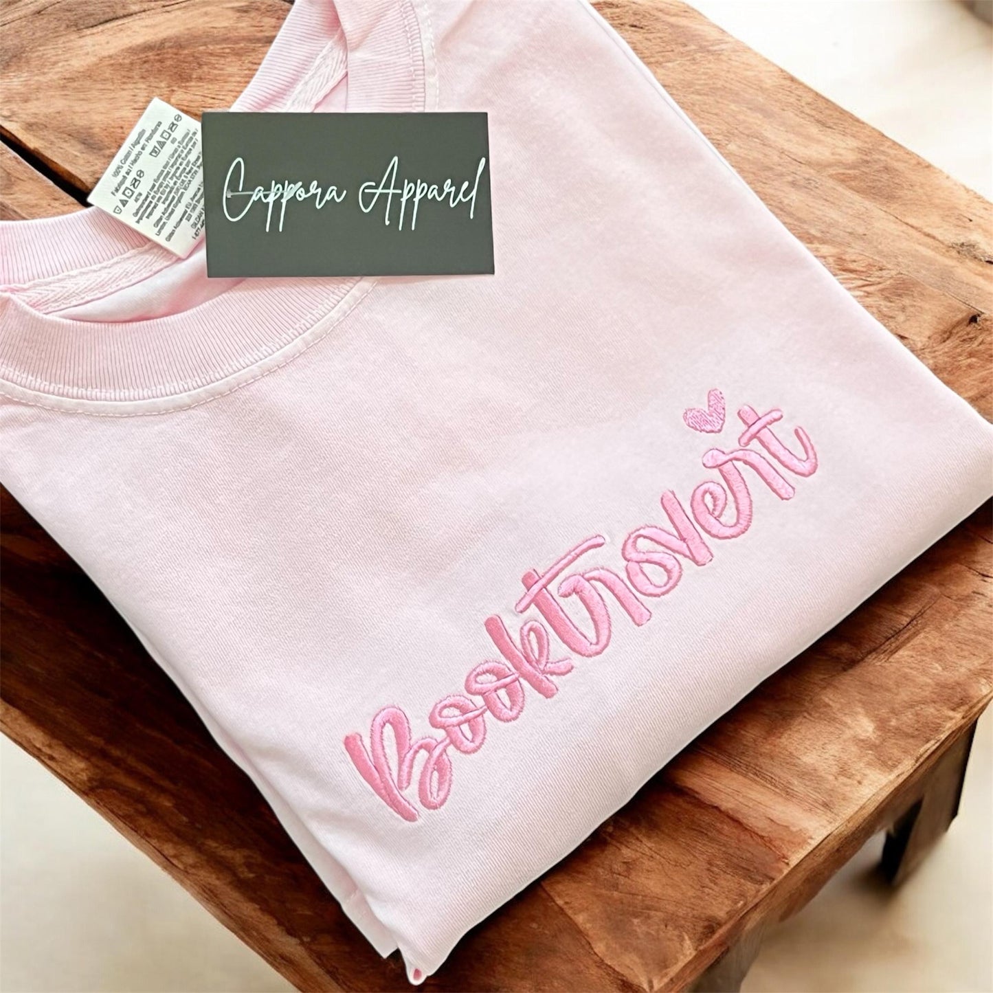 Booktrovert Comfort Colors T-Shirt – Embroidered Book Lover Shirt, Cozy Introvert Aesthetic Tee, Gift for Readers