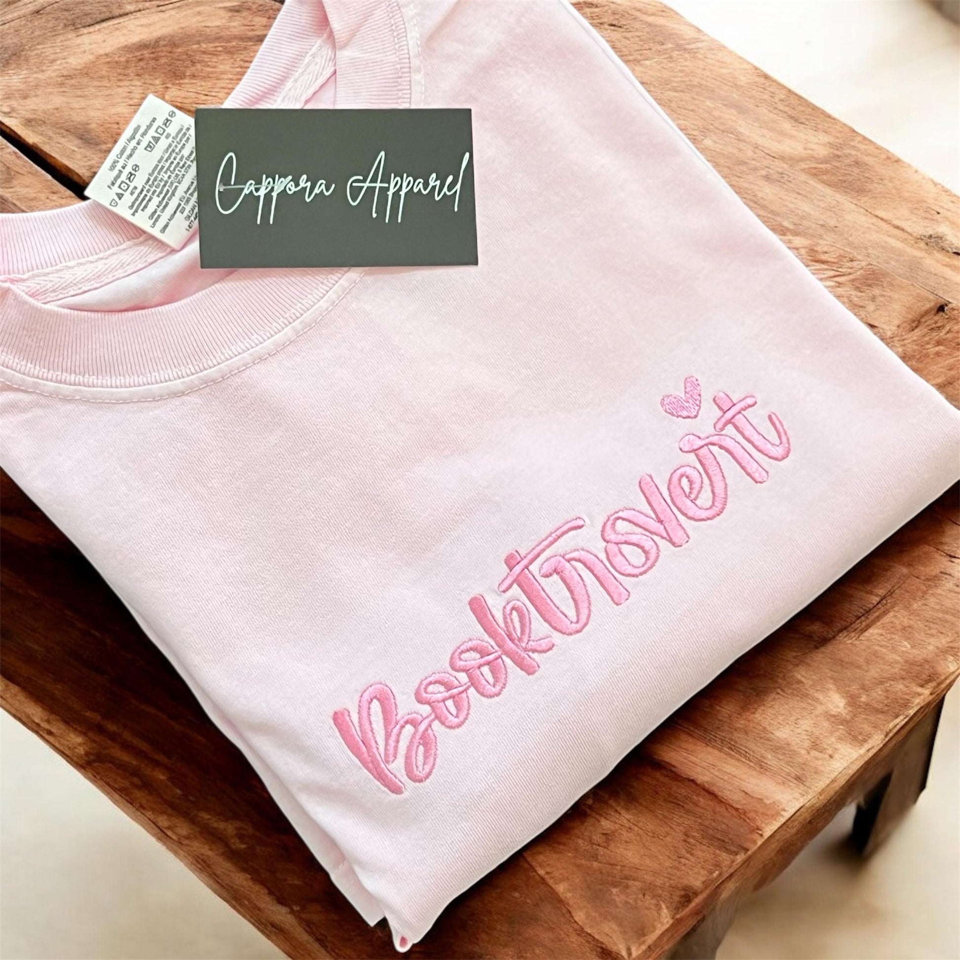 Booktrovert Comfort Colors T-Shirt – Embroidered Book Lover Shirt, Cozy Introvert Aesthetic Tee, Gift for Readers