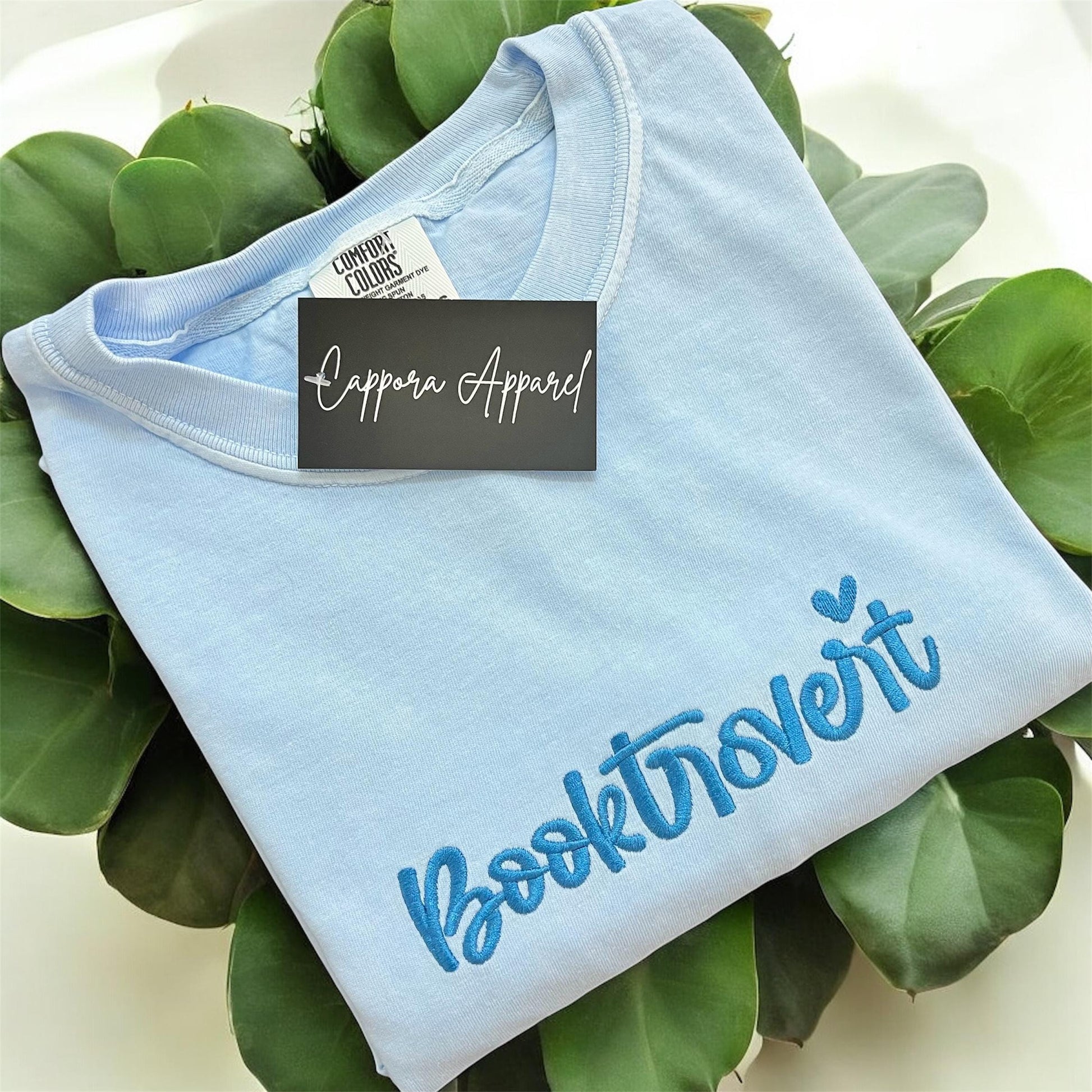 Booktrovert Comfort Colors T-Shirt – Embroidered Book Lover Shirt, Cozy Introvert Aesthetic Tee, Gift for Readers
