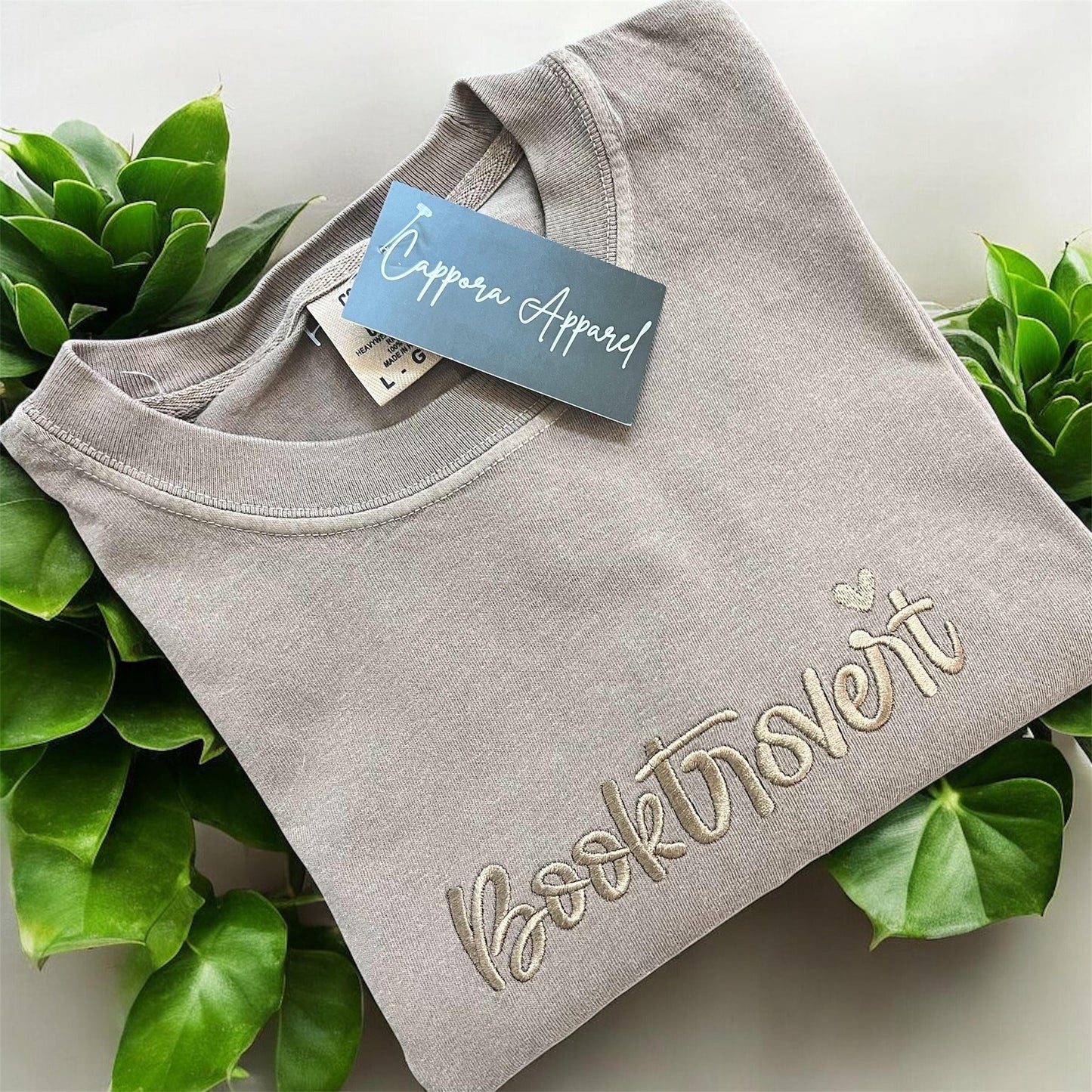 Booktrovert Comfort Colors T-Shirt – Embroidered Book Lover Shirt, Cozy Introvert Aesthetic Tee, Gift for Readers
