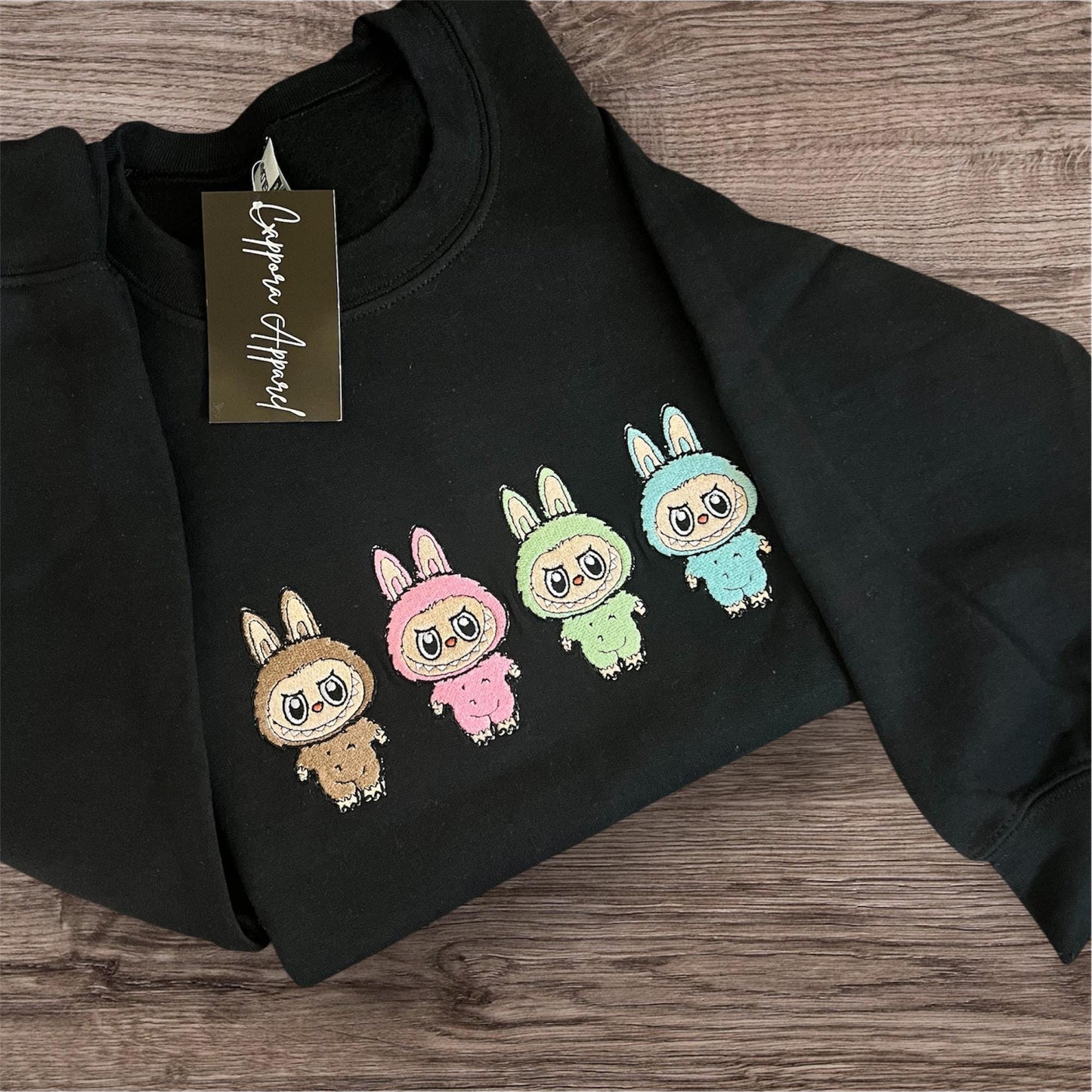 Monster Doll Embroidered Sweatshirt – Cute Creepy Graphic Gildan Crewneck, Trendy Y2K Horror-Inspired Streetwear Pullover