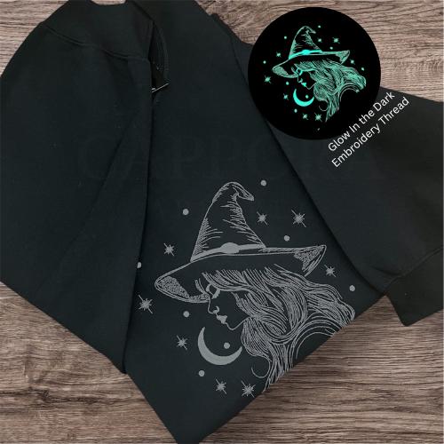 Season of the Witch Crewneck – Embroidered Sweatshirt with Line Art Design, Spooky Fall Aesthetic Witchy Pullover
