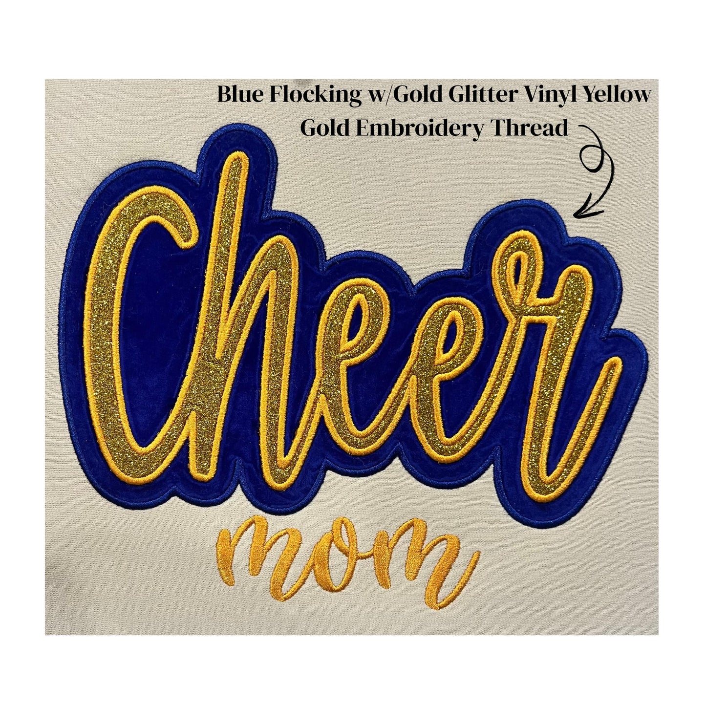 Flocked Glitter Sports Sweatshirt – Embroidered Gildan Crewneck for Baseball, Softball, Football, Cheer & T-Ball Fans