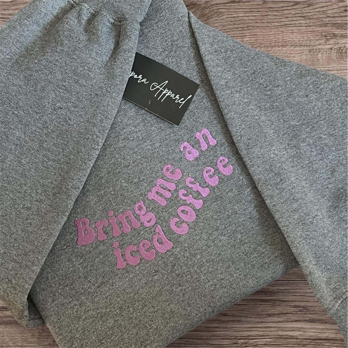 Bring Me an Iced Coffee Sweatshirt – Embroidered Gildan Crewneck, Cozy Graphic Coffee Lover Gift, Funny Barista College Pullover