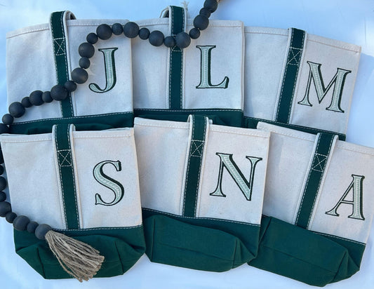 Personalized 2-Bottle Wine Tote | Embroidered Canvas Wine Gift Bag | Hostess Gift | Holiday Wine Carrier | Custom Monogram Bag