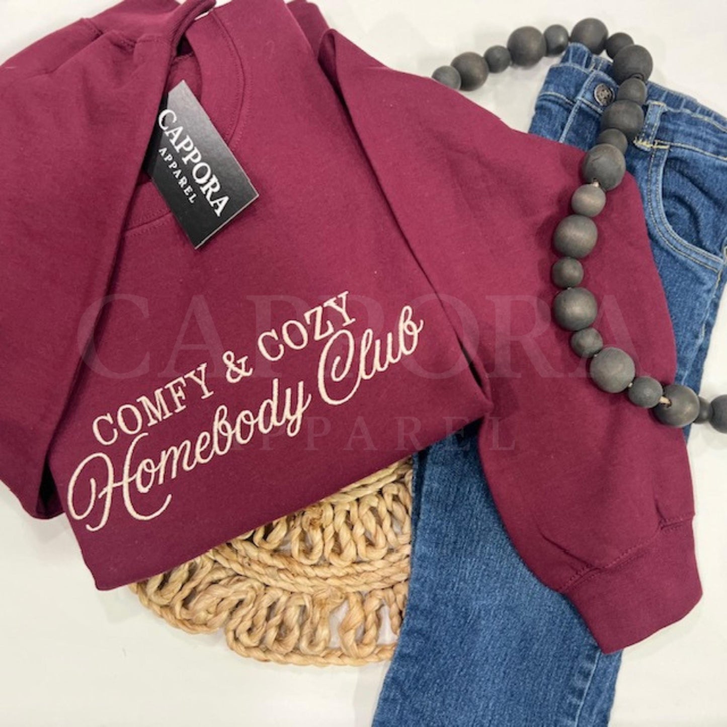 Comfy Cozy Homebody Club Crewneck Sweatshirt | Embroidered Cozy Pullover | Gildan Unisex Sweatshirt | Lounge Wear Gift