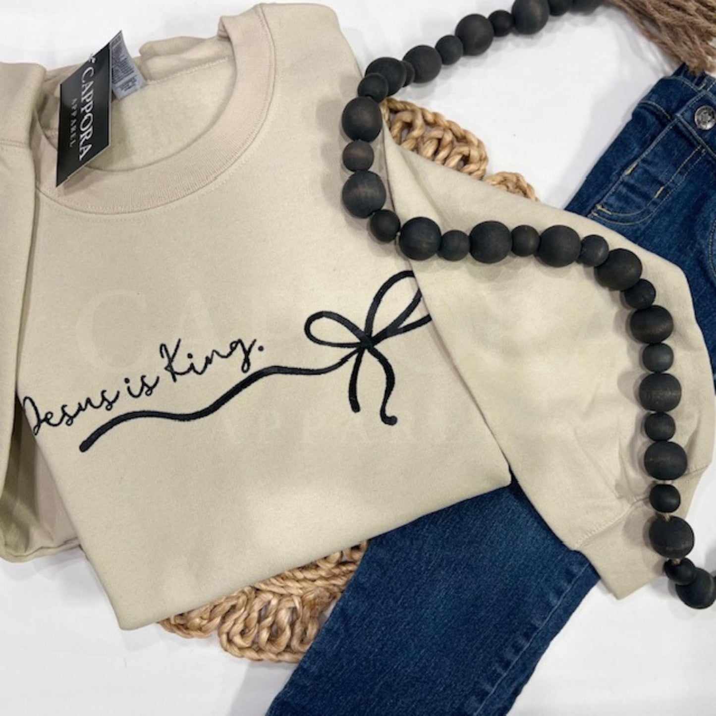 Jesus Is King Embroidered Sweatshirt | Christian Crewneck, Faith Based Clothing, Religious Gift, Gildan Unisex Pullover