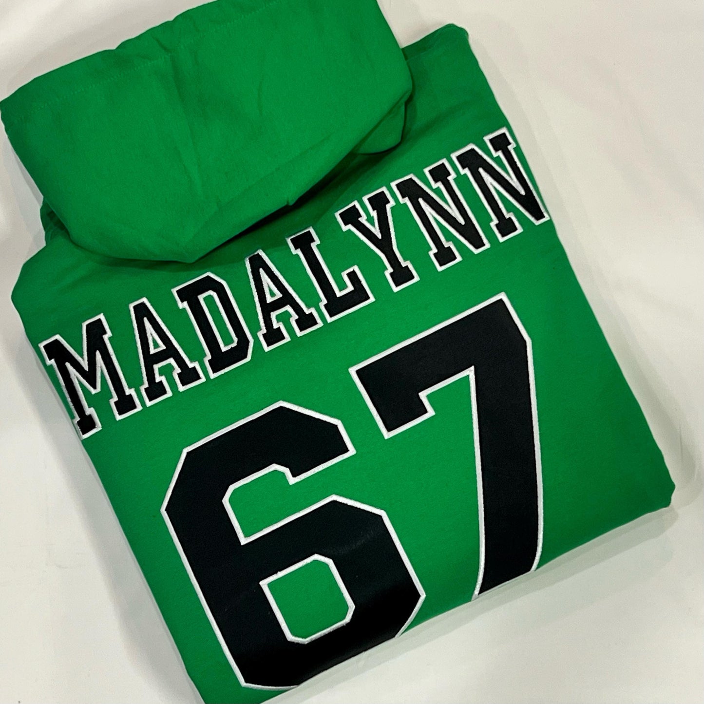 Personalized Applique Hoodie | Custom Embroidered Name & Sports Number | Gildan Hooded Sweatshirt | Team Spirit Gift | Game Day Apparel