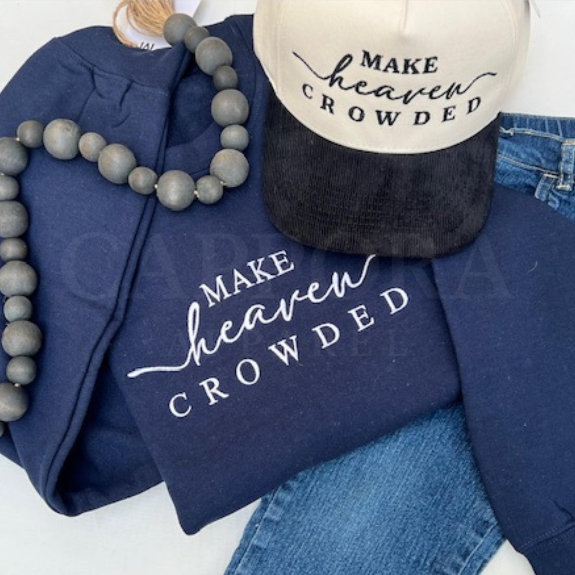 Make Heaven Crowded Embroidered Sweatshirt | Christian Faith Crewneck | Inspirational Religious Pullover | Gildan Crewneck