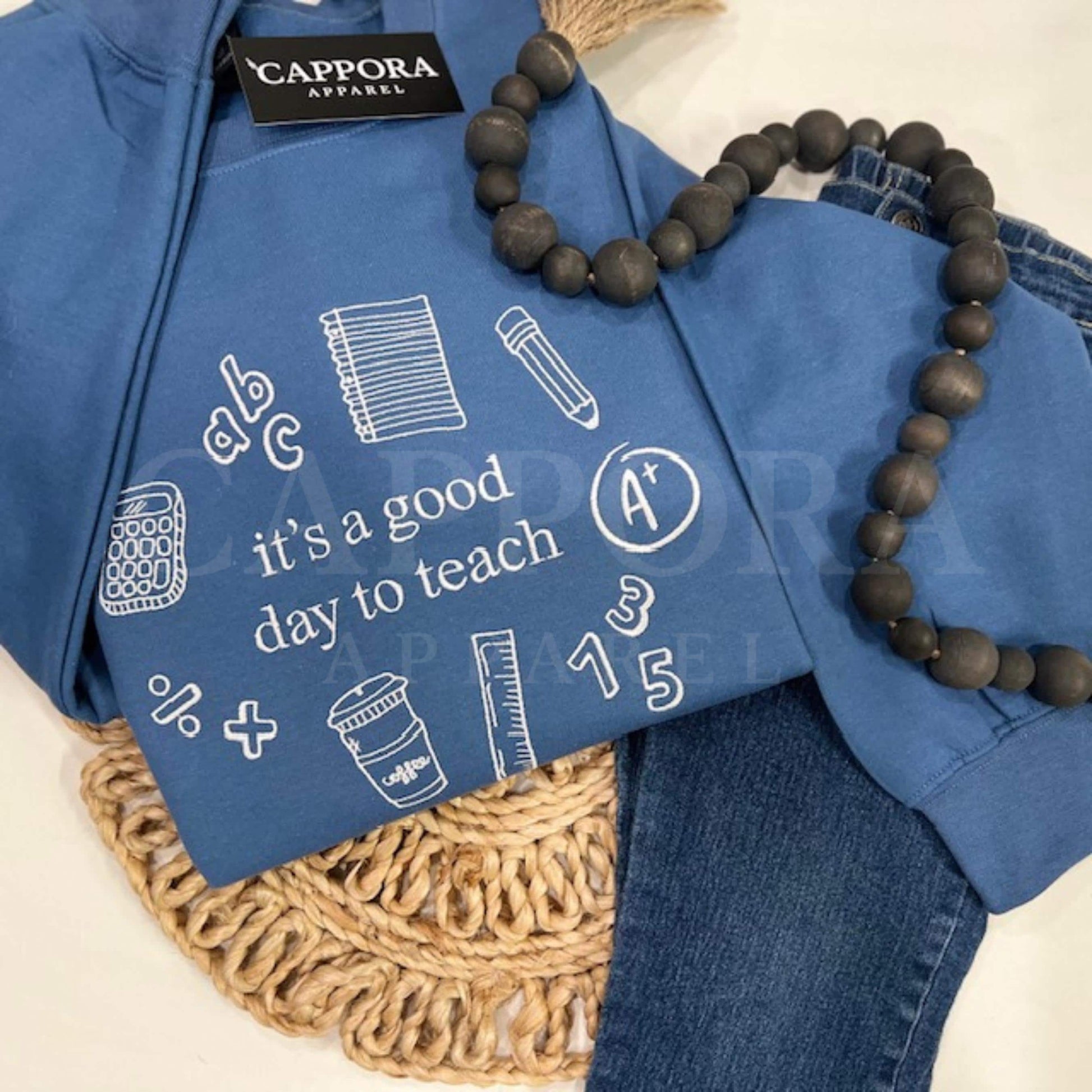 Good Day to Teach Embroidered Crewneck Sweatshirt, Teacher Gift, Cozy Gildan Pullover, Cute Teacher Apparel