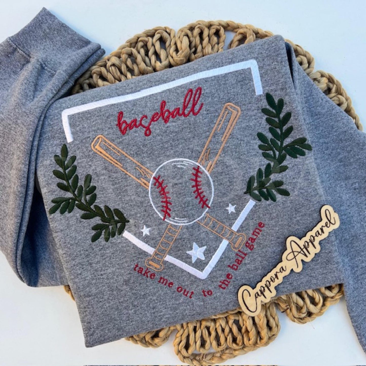 Take Me Out to the Ball Game Embroidered Crewneck | Baseball Sweatshirt, Baseball Fan Pullover, Baseball Mom Sweatshirt, Game Day Crewneck