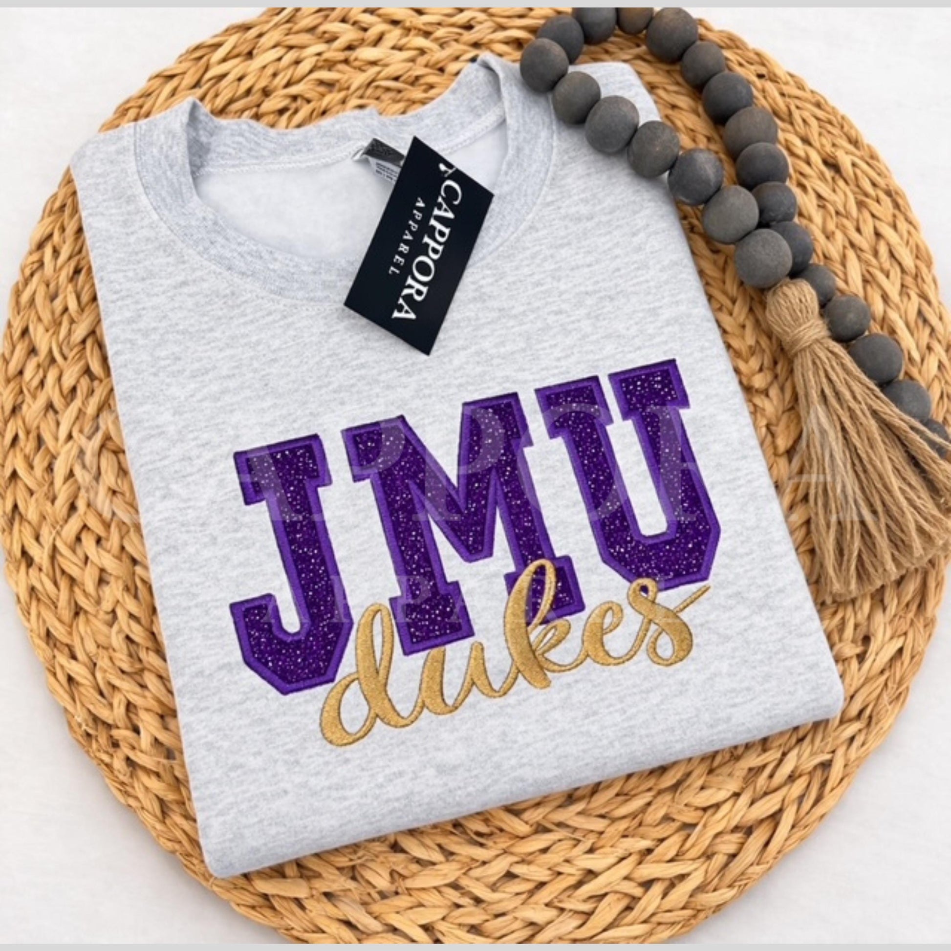 Personalized Team Name Glitter Applique Crewneck | Custom Spirit Wear Embroidered Pullover | School Mascot Sweatshirt | Game Day Spirit Top
