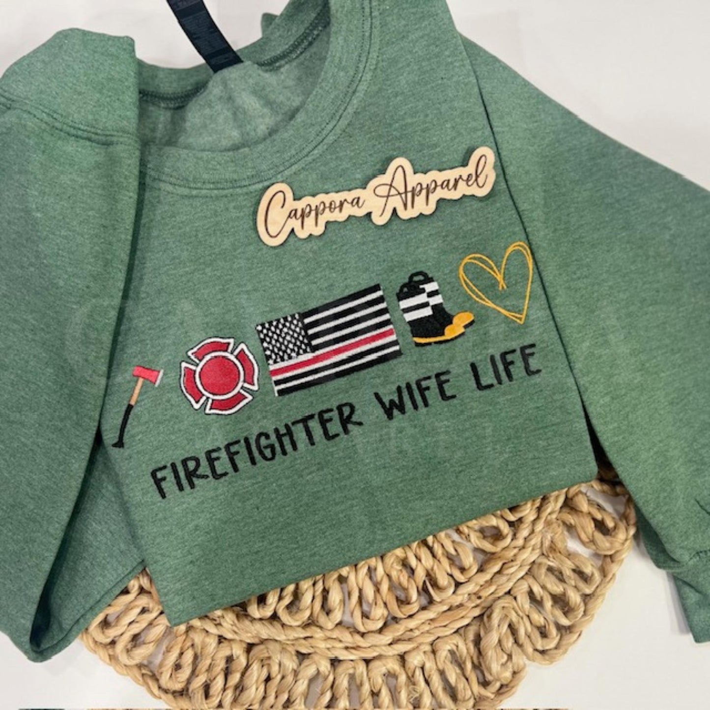Firefighter Wife Crewneck Embroidered | Fire Wife Life Sweatshirt, Firefighter Spouse Gift, Fire Dept Wife Apparel, Fire Wife Clothing