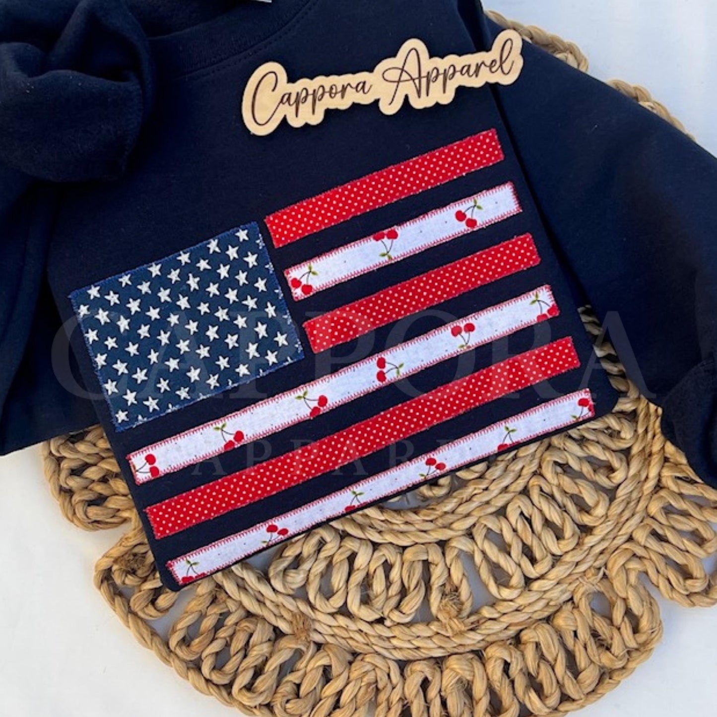 Embroidered American Flag Sweatshirt | Applique USA Flag Pullover, Patriotic Sweatshirt, Fourth of July Shirt, USA Embroidered Crewneck Gift