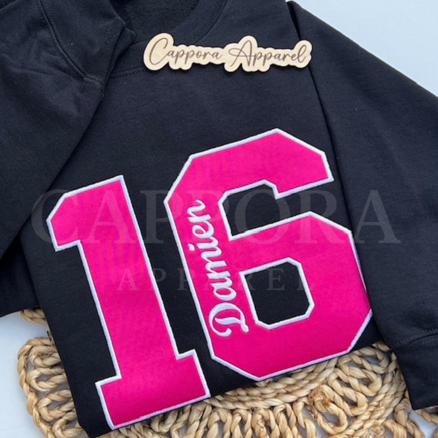 Custom Sports Crewneck Sweatshirt | Personalized Athlete Name & Number Sweatshirt, Varsity Applique Embroidered Team Spirit Pullover