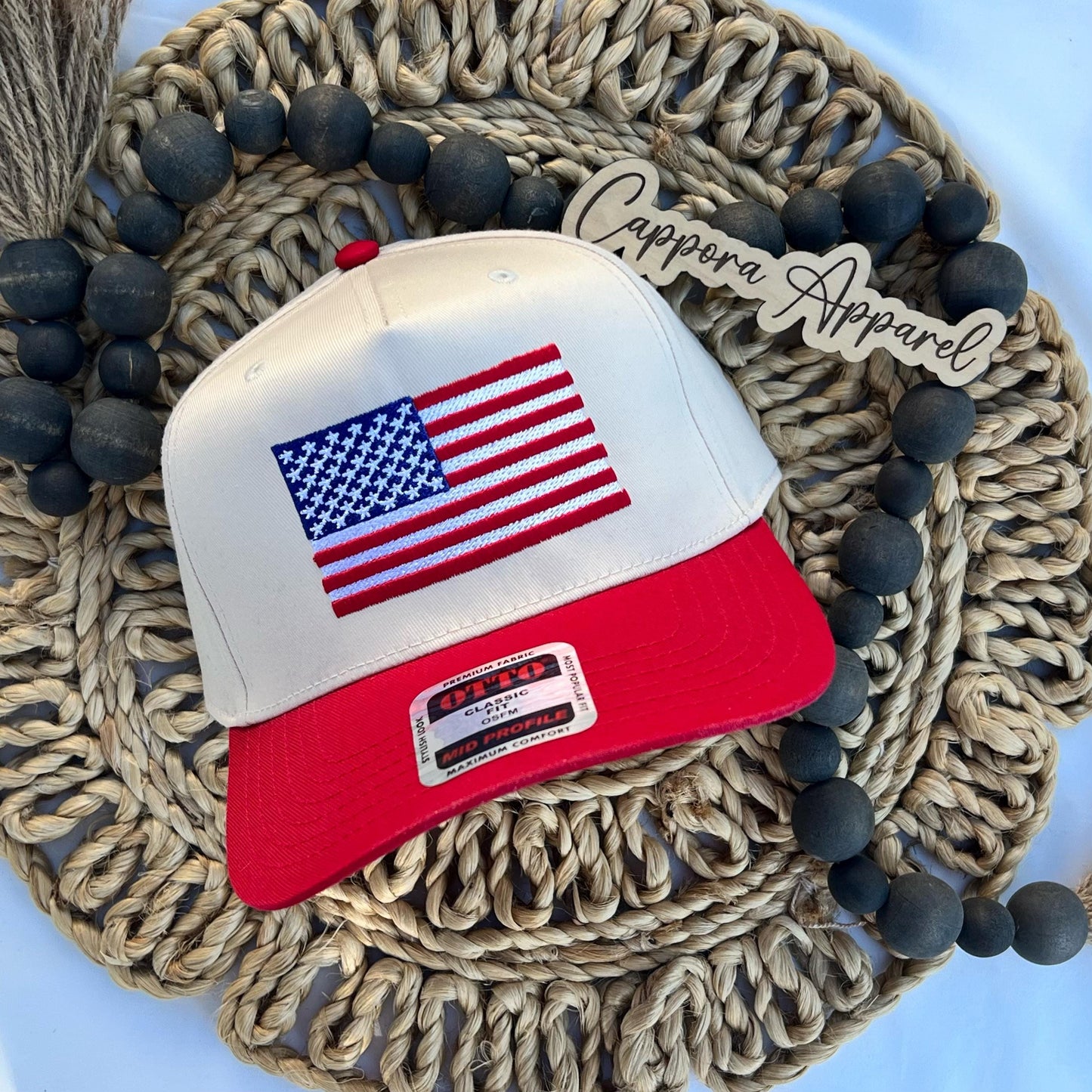 American Flag Hat – Embroidered Patriotic Otto Canvas Cap, USA Pride Baseball Hat, 4th of July Outdoor Snapback