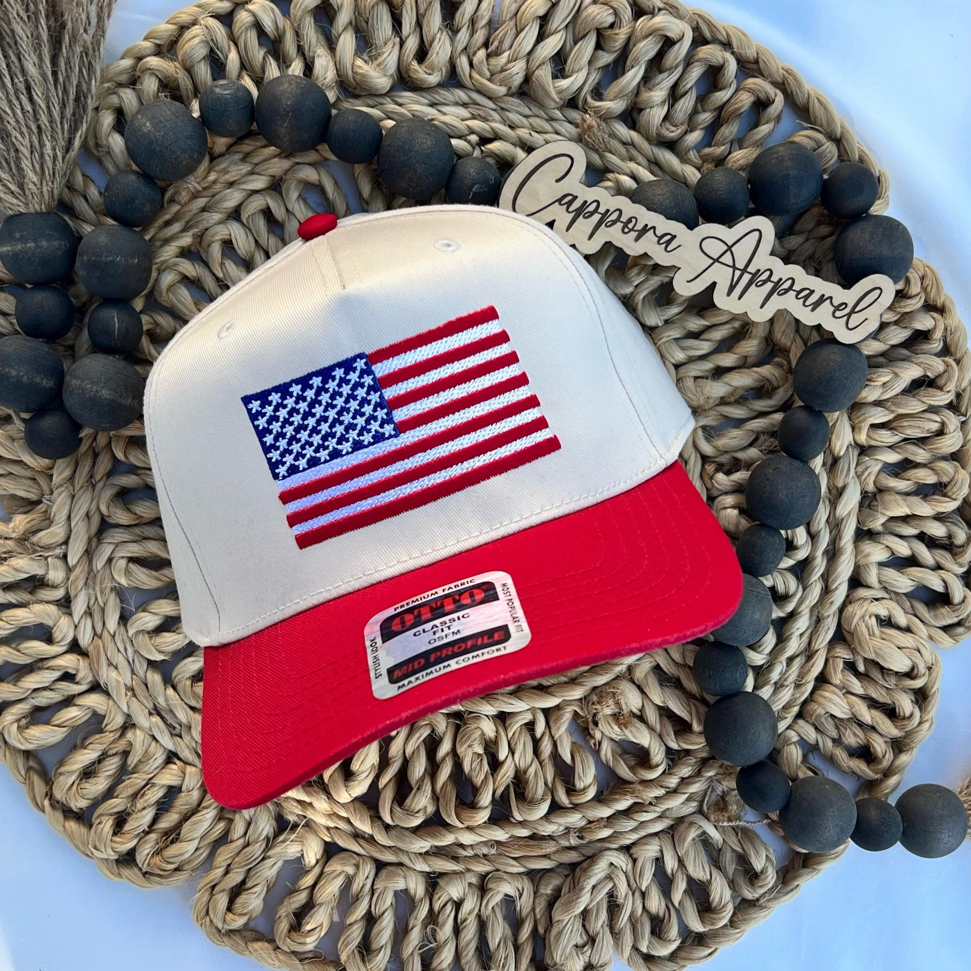 American Flag Hat – Embroidered Patriotic Otto Canvas Cap, USA Pride Baseball Hat, 4th of July Outdoor Snapback