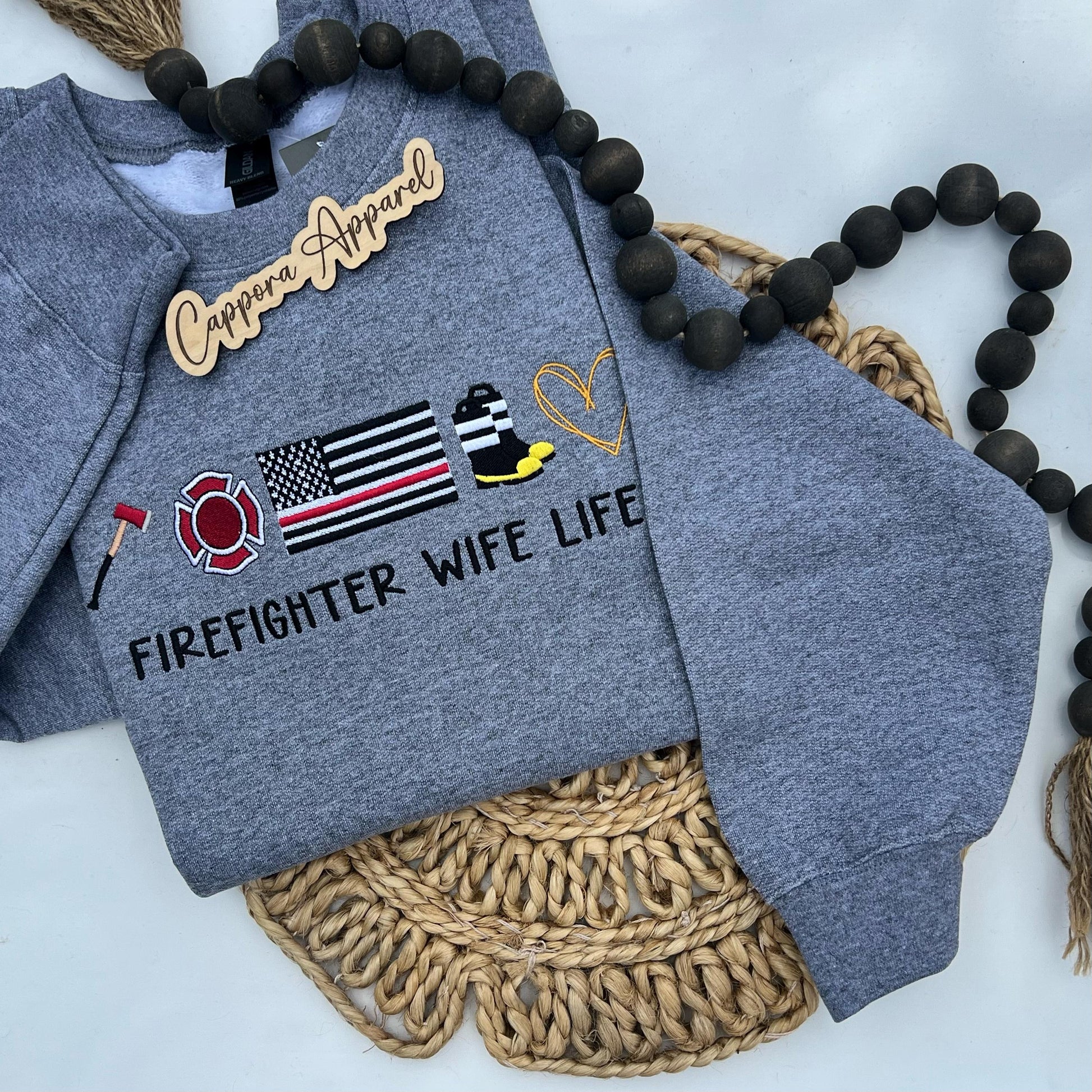 Firefighter Wife Crewneck Embroidered | Fire Wife Life Sweatshirt, Firefighter Spouse Gift, Fire Dept Wife Apparel, Fire Wife Clothing
