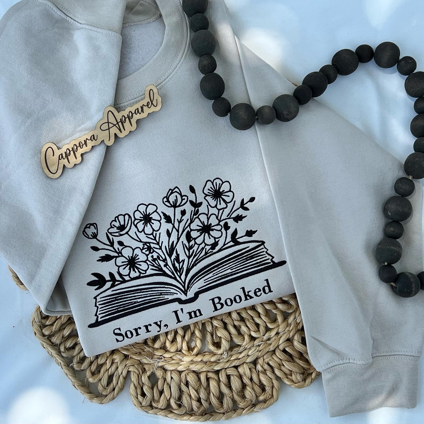 Sorry I’m Booked Embroidered Crewneck | Book Lover Sweatshirt, Bookish Gift, Reader Crewneck, Library Aesthetic, Cozy Book Club Sweater
