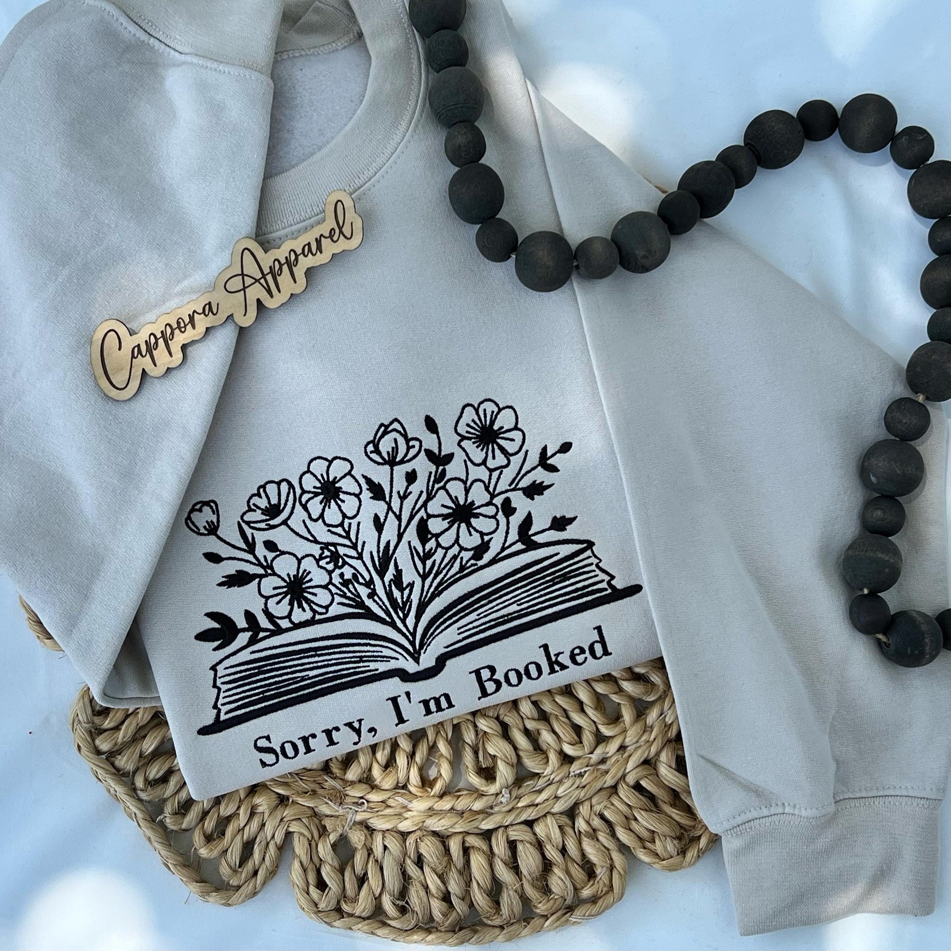 Sorry I’m Booked Embroidered Crewneck | Book Lover Sweatshirt, Bookish Gift, Reader Crewneck, Library Aesthetic, Cozy Book Club Sweater