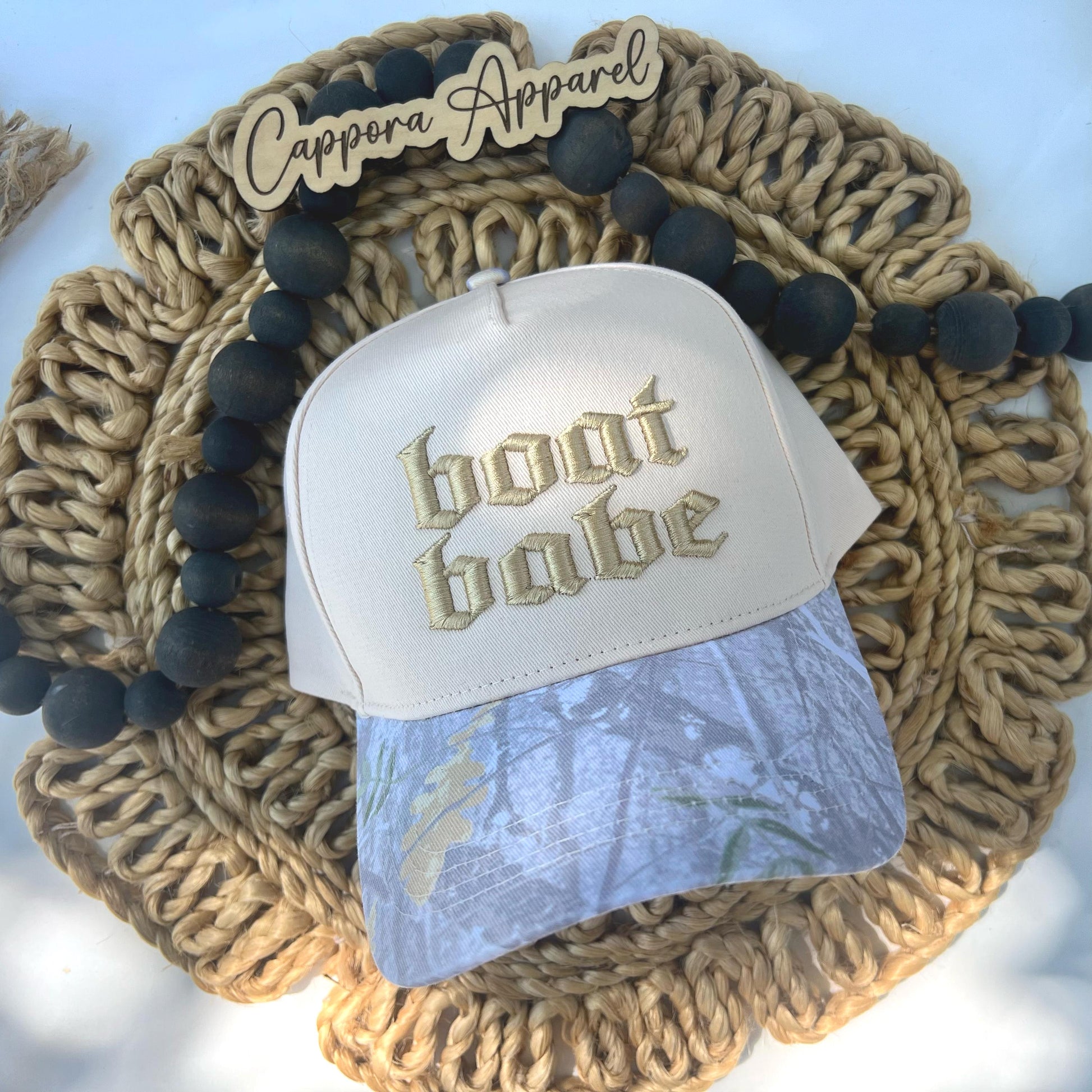 Boat Babe Hat | Embroidered 3D Puff Trucker Hat, Lake Life Hat for Women, Cute Summer Boat Cap, Beach Vacation Gift