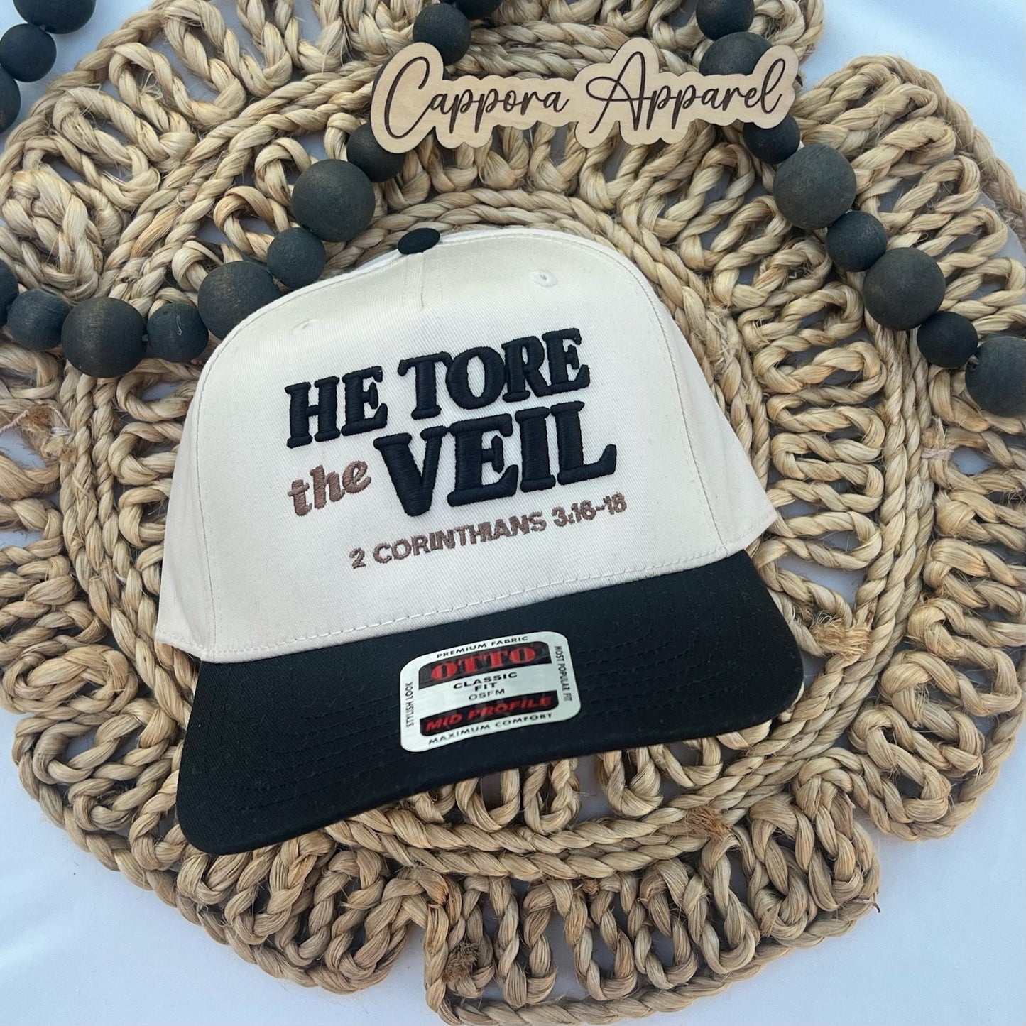 He Tore the Veil Hat | 3D Puff Embroidered Christian Hat, 2 Corinthians 3 16-18 Baseball Cap, Faith Trucker Hat, Jesus Hat Gift