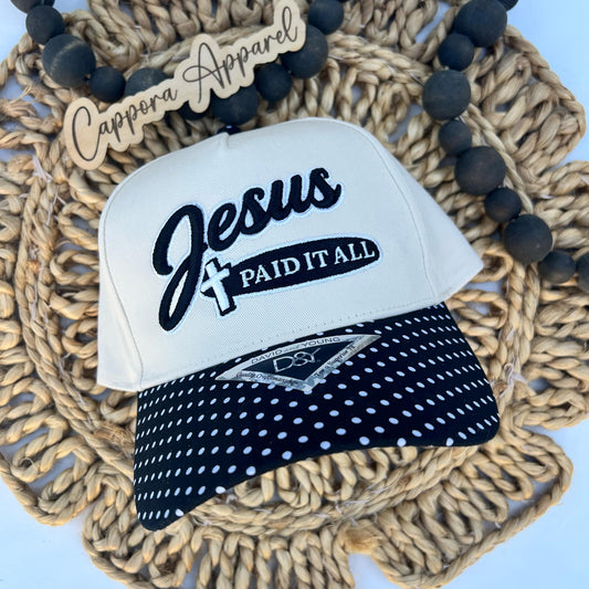 Jesus Paid It All Hat | 3D Puff Embroidered Trucker Hat, Christian Embroidered Hat, Faith Based Apparel, Religious Gift for Women Men
