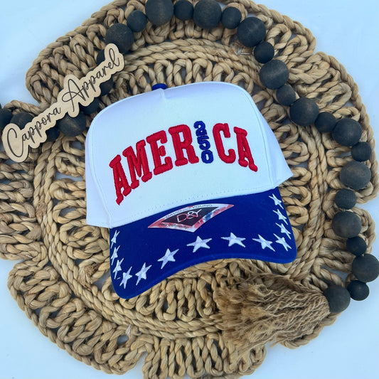 America 250 Embroidered Hat | 3D Puff Patriotic Cap, USA Anniversary Hat, Fourth of July Trucker Hat, American Pride Snapback