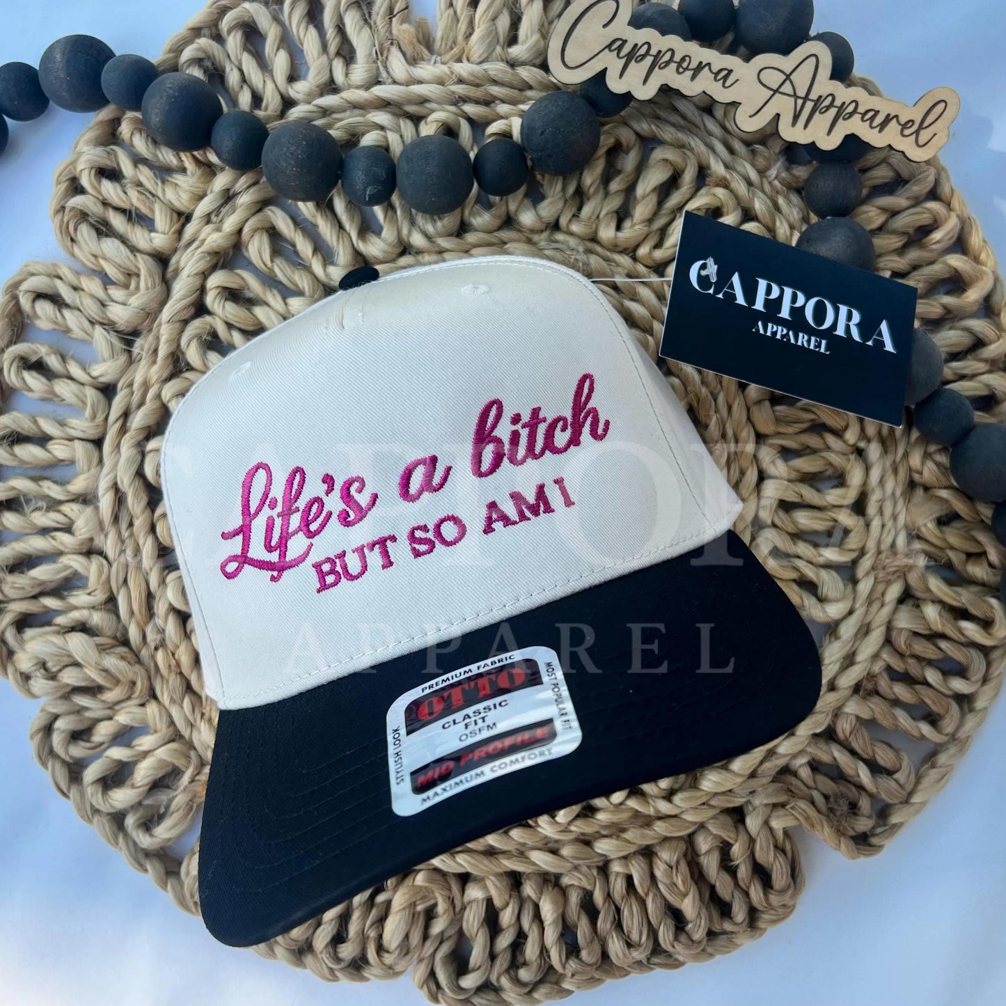 Life's a Bitch But Thankfully So Am I Embroidered Hat | Funny Trucker Hat for Women, Sassy Graphic Cap, Gift for Her