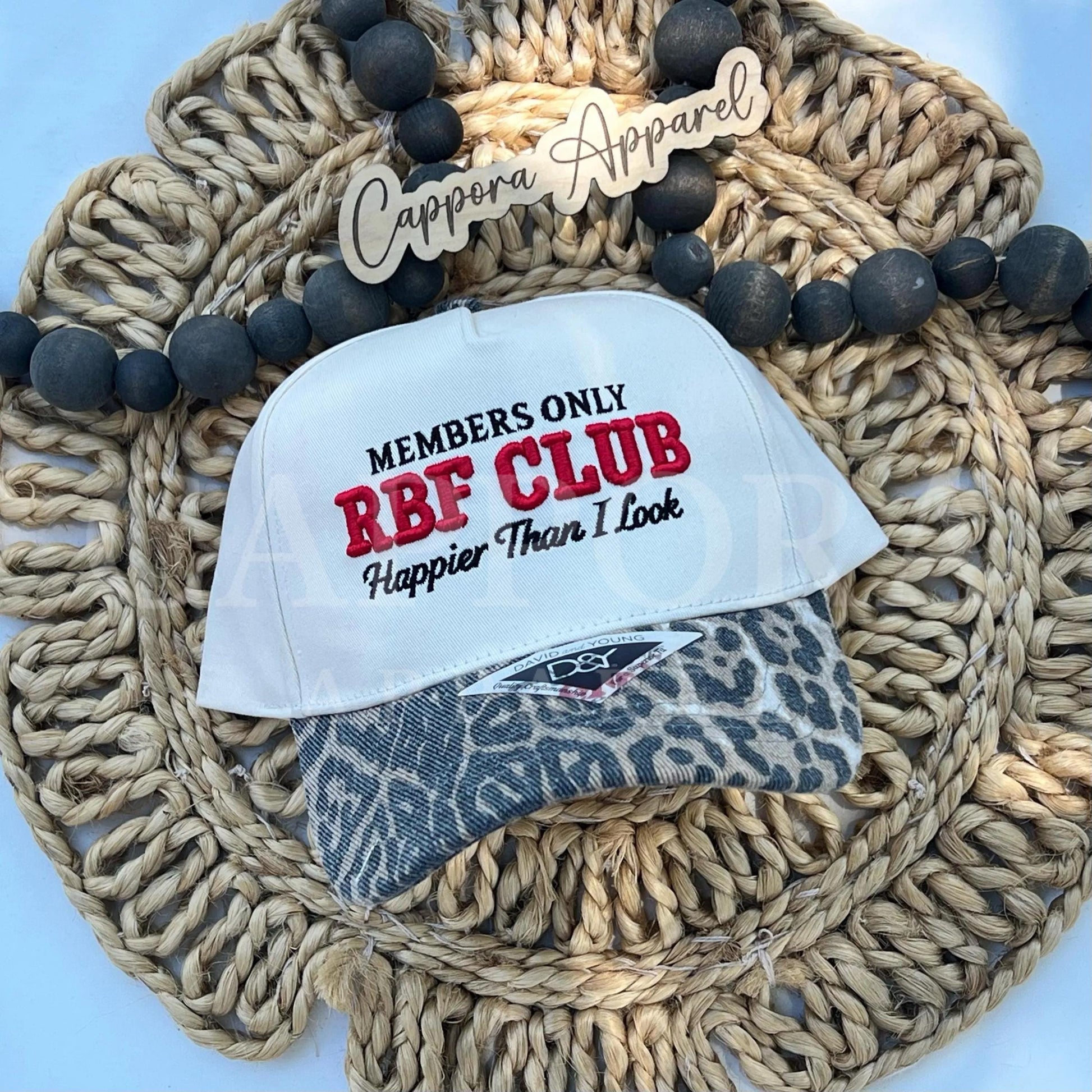 Members Only RBF Club Hat | Happier Than I Look Embroidered Hat, 3D Puff Embroidery Cap, Funny Women's Trucker Hat, Resting Face Hat Gift