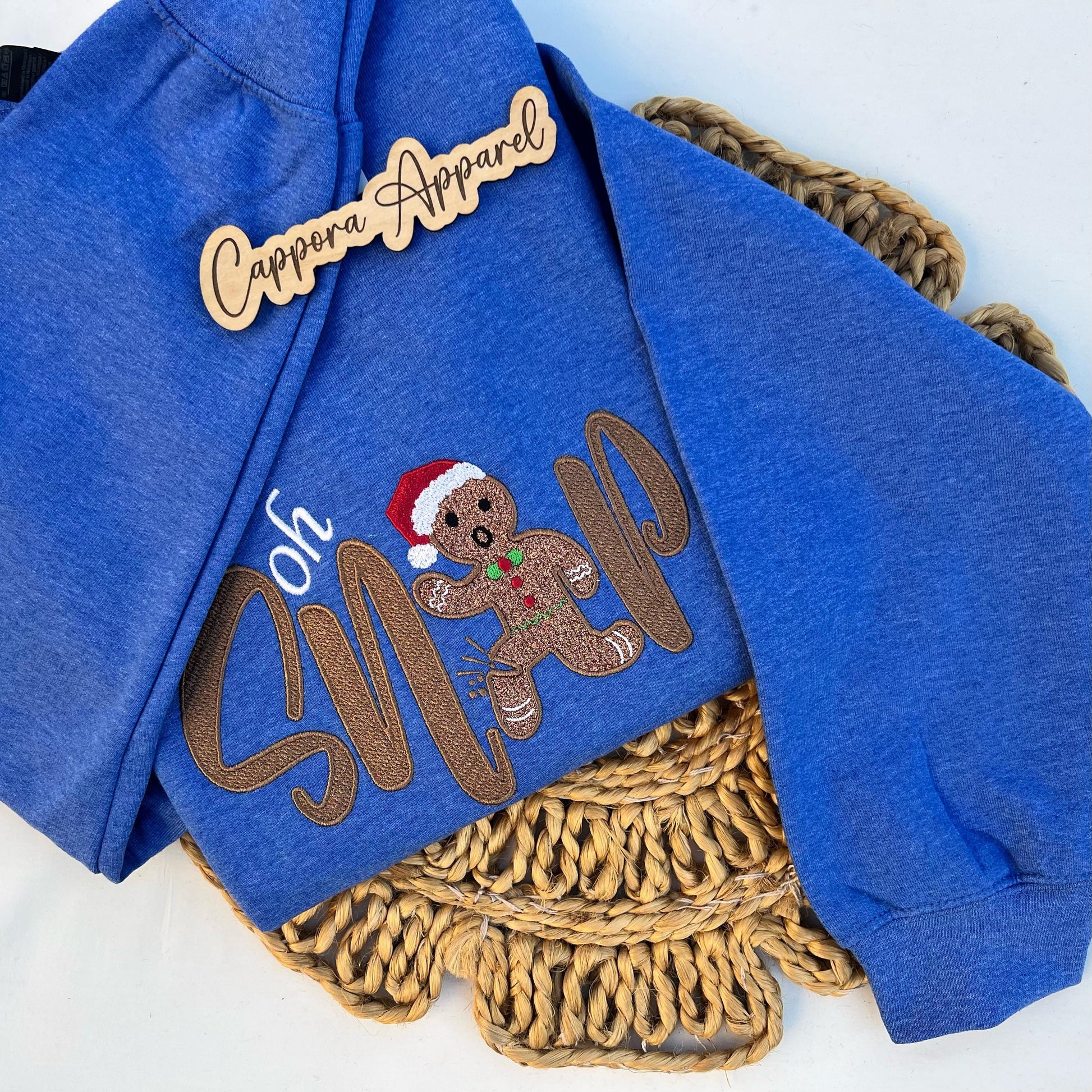 Embroidered “Oh, Snap” Gingerbread Sweatshirt | Holiday Christmas Crewneck, Cute Funny Gingerbread Design, Gildan Cozy Winter Sweater