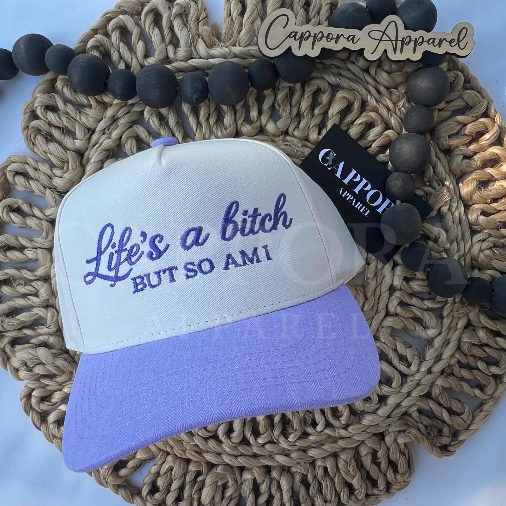Life's a Bitch But Thankfully So Am I Embroidered Hat | Funny Trucker Hat for Women, Sassy Graphic Cap, Gift for Her