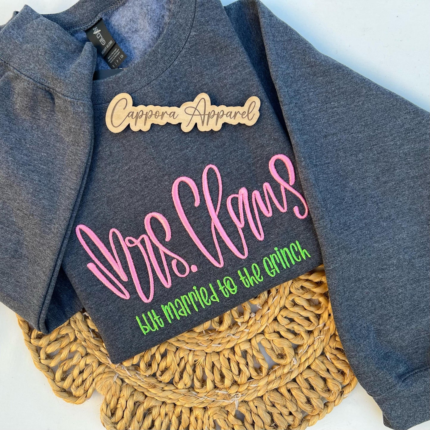 Mrs. Claus 3D Puff Embroidered Sweatshirt | 3mm Puffy Stitch Christmas Crewneck, Funny Christmas Shirt, Xmas Gift