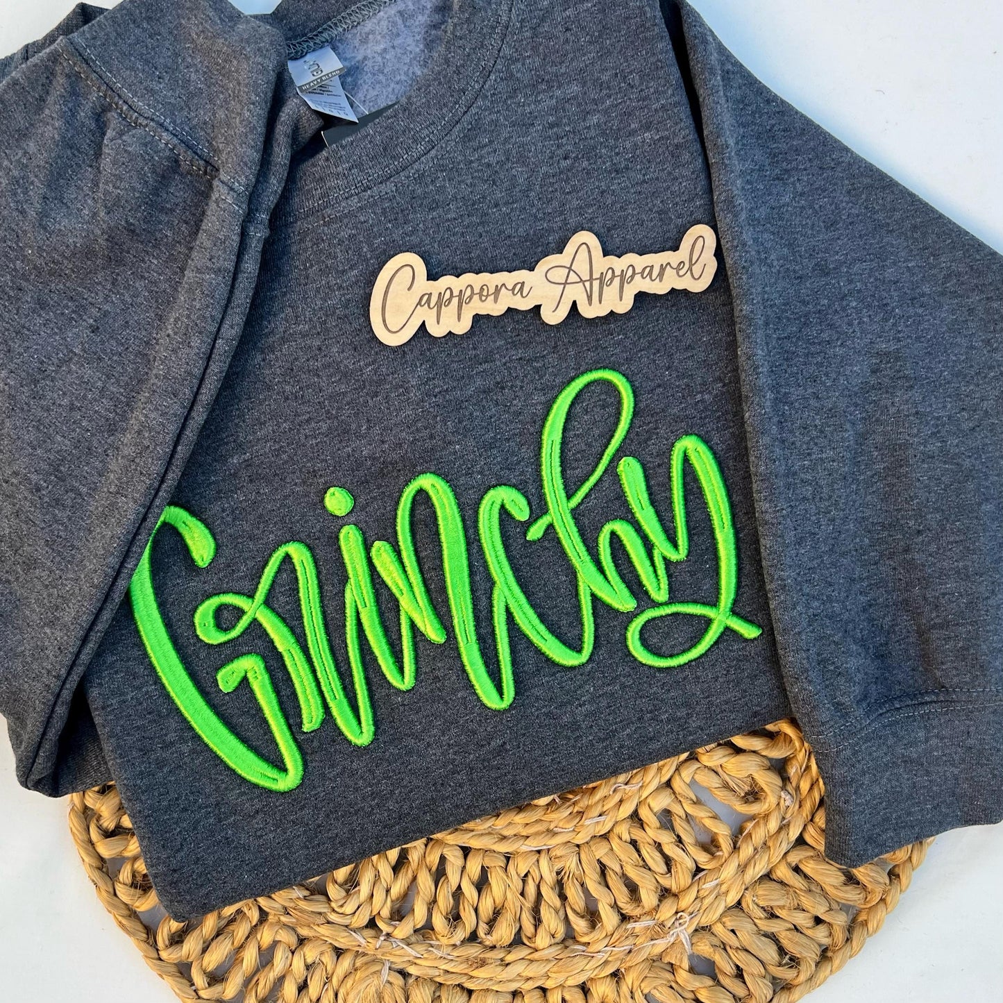 Grinchy 3DPuff Embroidered Sweatshirt | 5mm Puffy Stitch Christmas Crewneck, Gildan Holiday Sweater, Funny Grinch Christmas Shirt, Xmas Gift