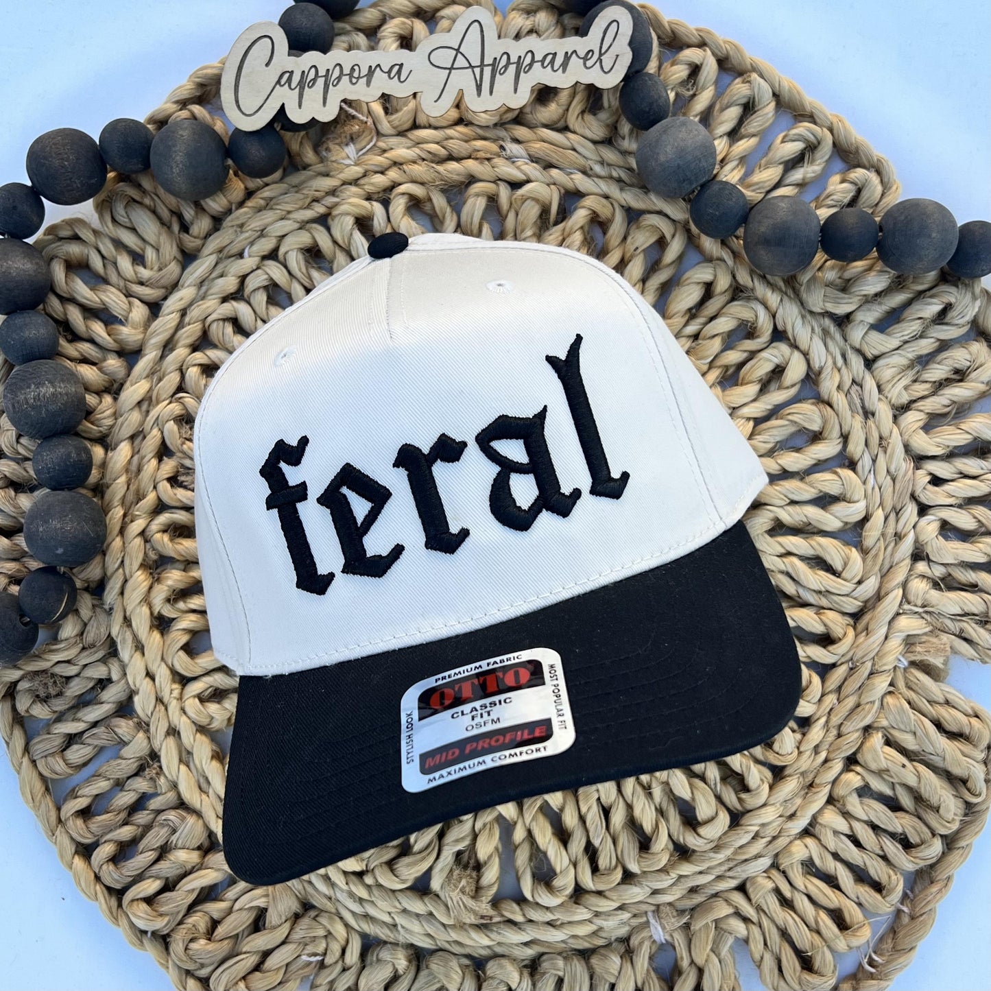 Feral 3D Puff Embroidered Hat |Trucker Baseball Cap, Funny Bold Statement Hat, Wild Girl Aesthetic, Streetwear Style Cap