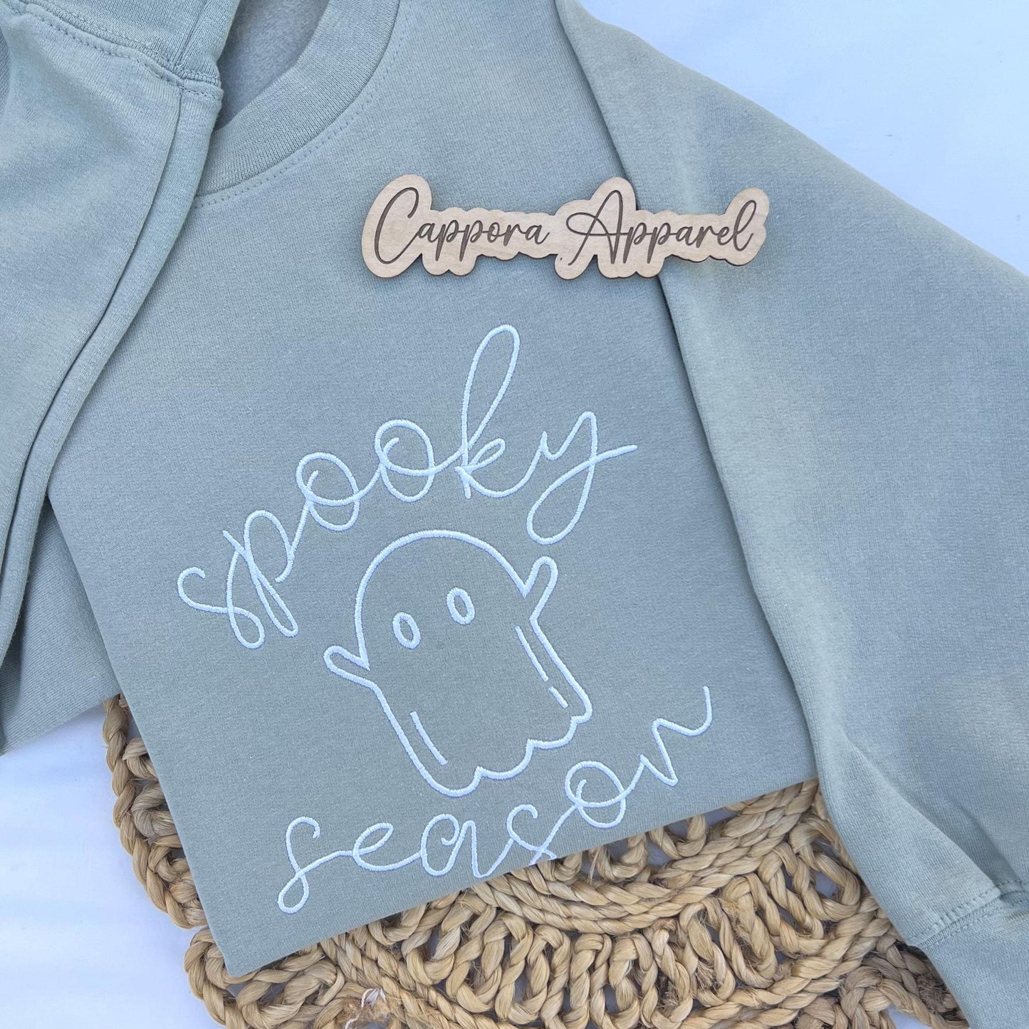 Spooky Season Sweatshirt- Embroidered Crewneck, Ghosts Crewneck, Halloween Fall Graphic Sweatshirt